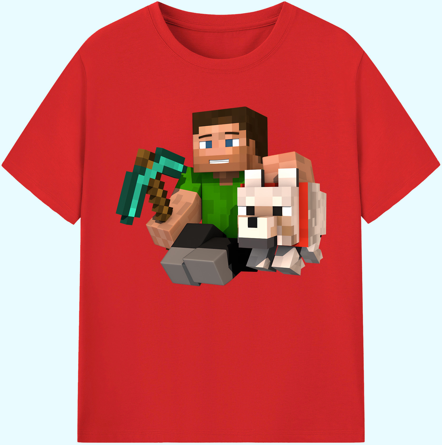 （画像用） マインクラフト ブロックの世界 Minecraft MC Block world 綿100％ メンズ半袖Tシャツ｜肌触りやわらか＆通気性
