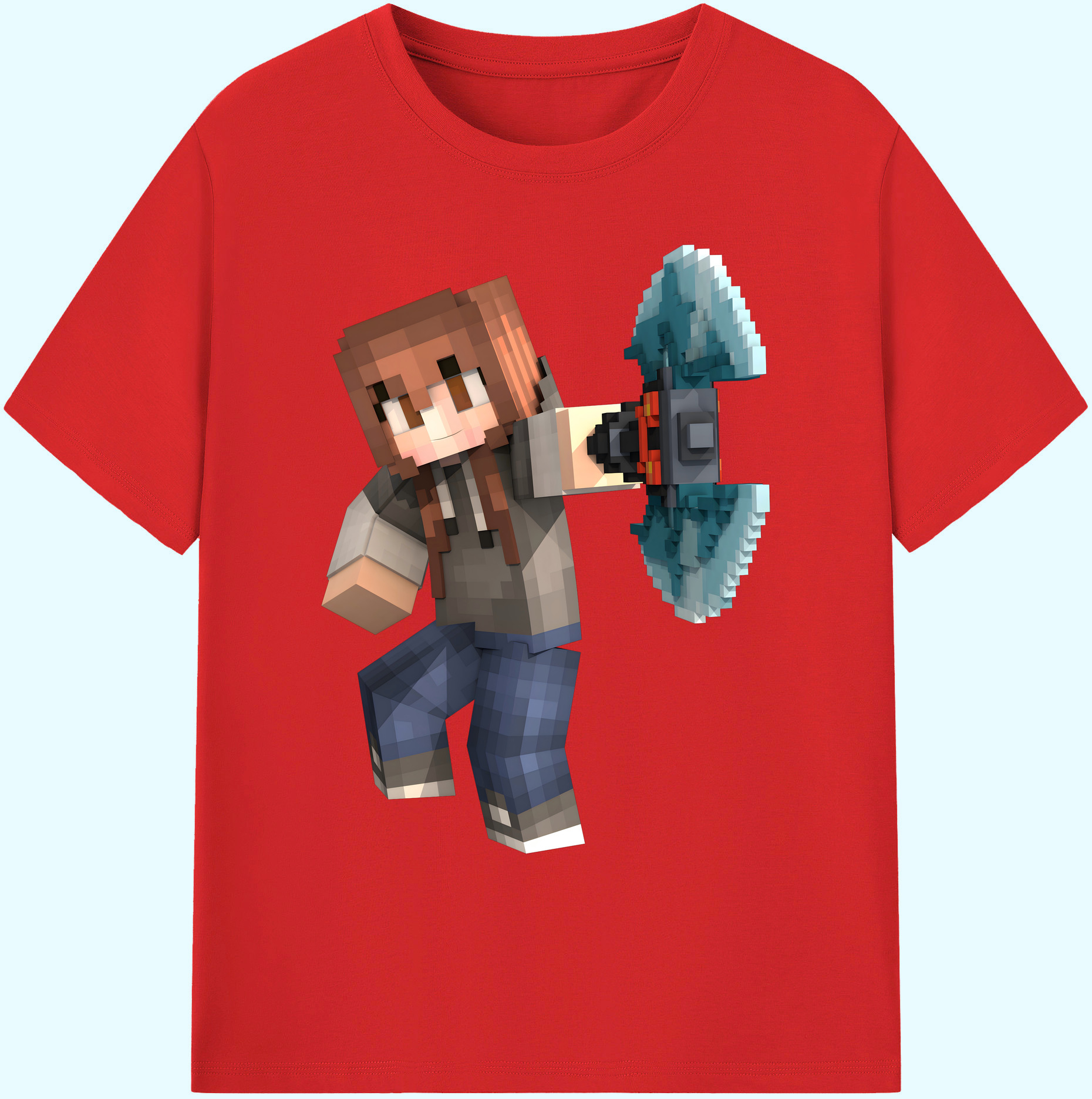 （画像用） マインクラフト ブロックの世界 Minecraft MC Block world 綿100％ メンズ半袖Tシャツ｜肌触りやわらか＆通気性