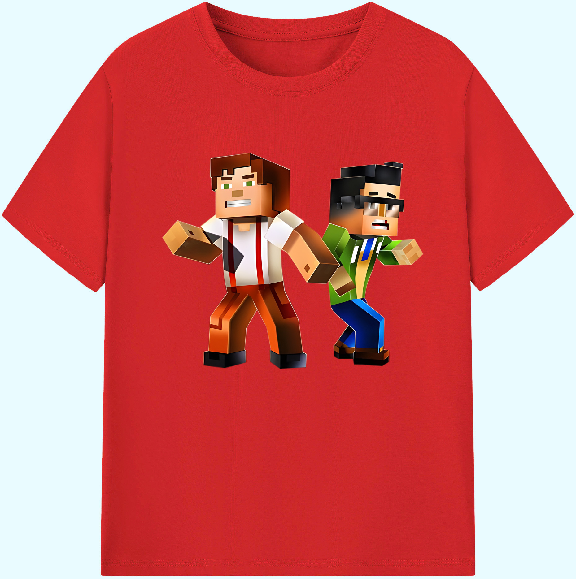 （画像用） マインクラフト ブロックの世界 Minecraft MC Block world 綿100％ メンズ半袖Tシャツ｜肌触りやわらか＆通気性