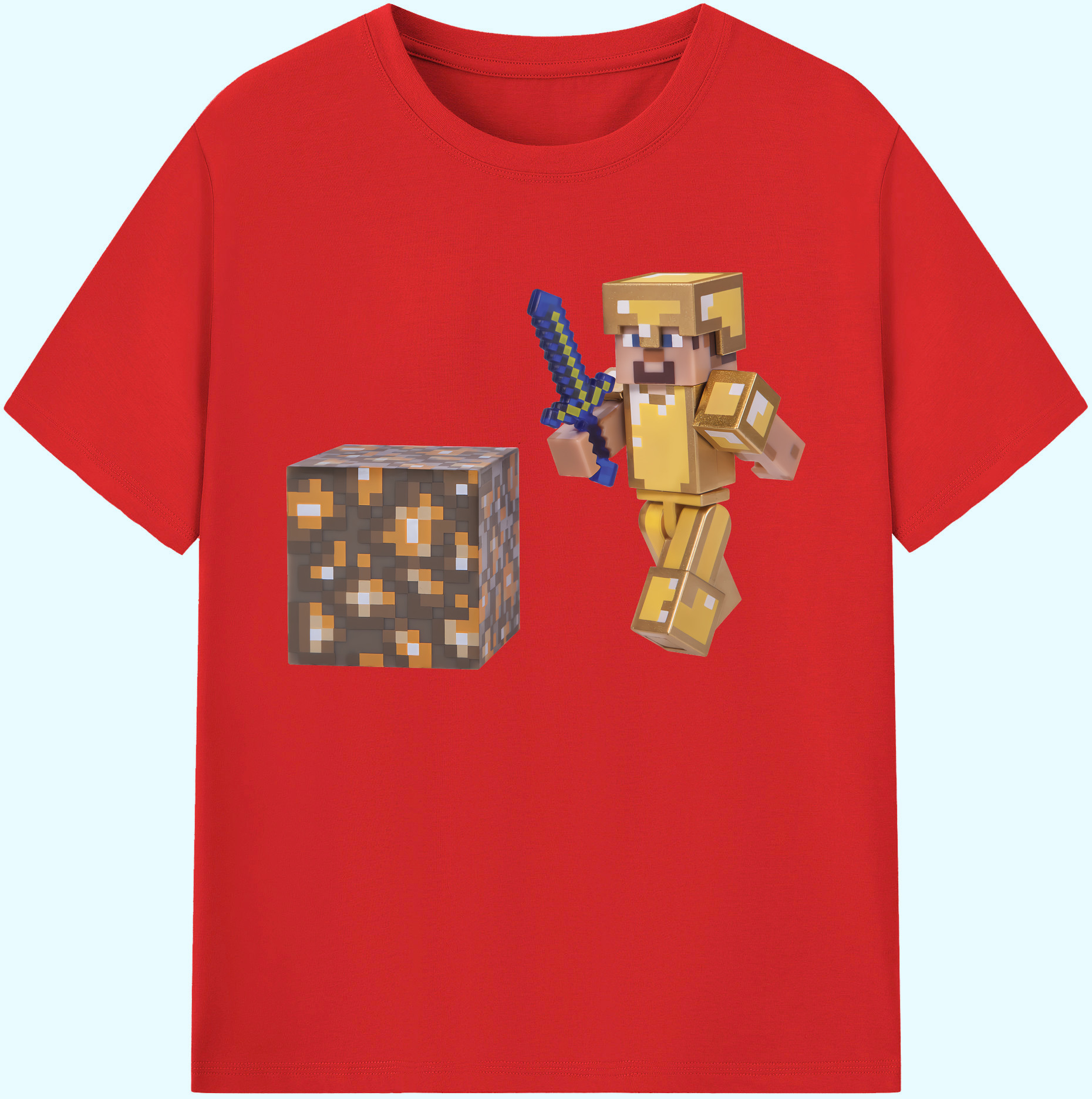 （画像用） マインクラフト ブロックの世界 Minecraft MC Block world 綿100％ メンズ半袖Tシャツ｜肌触りやわらか＆通気性