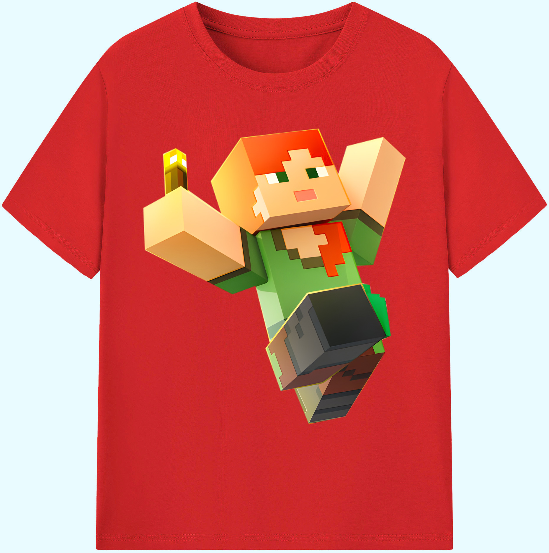 （画像用） マインクラフト ブロックの世界 Minecraft MC Block world 綿100％ メンズ半袖Tシャツ｜肌触りやわらか＆通気性