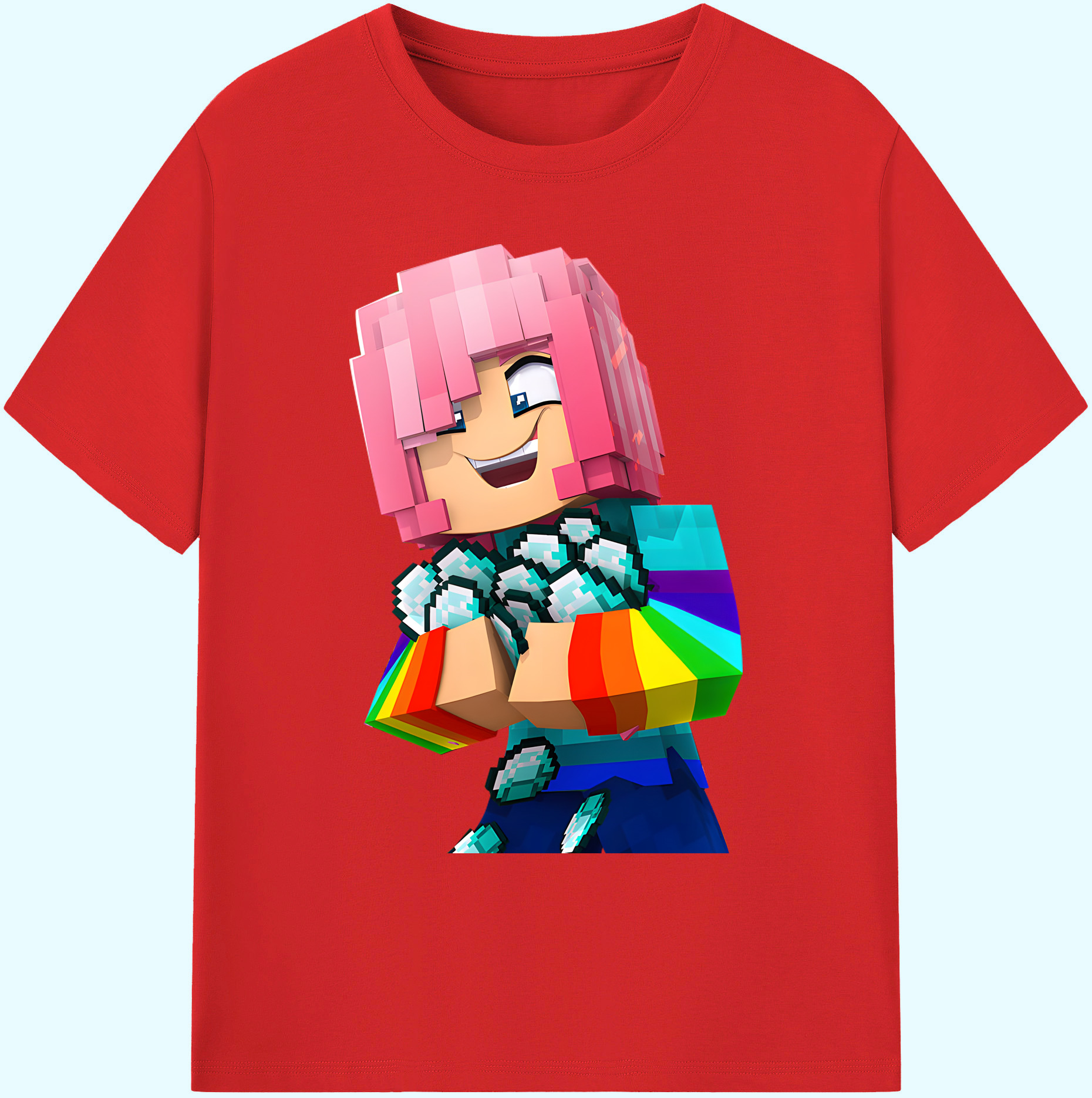 （画像用） マインクラフト ブロックの世界 Minecraft MC Block world 綿100％ メンズ半袖Tシャツ｜肌触りやわらか＆通気性