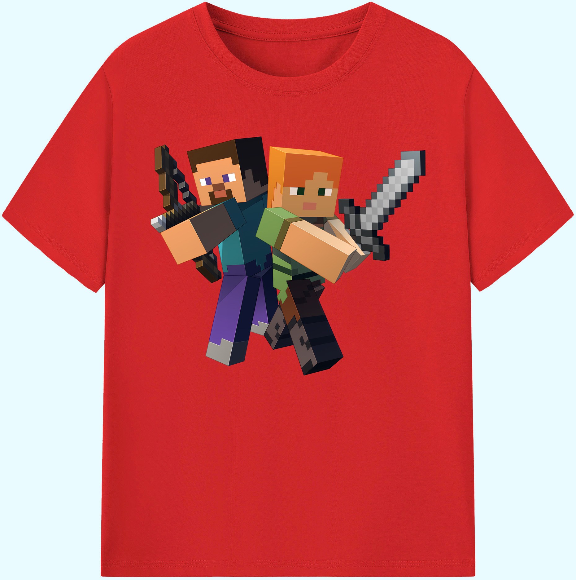 （画像用） マインクラフト ブロックの世界 Minecraft MC Block world 綿100％ メンズ半袖Tシャツ｜肌触りやわらか＆通気性