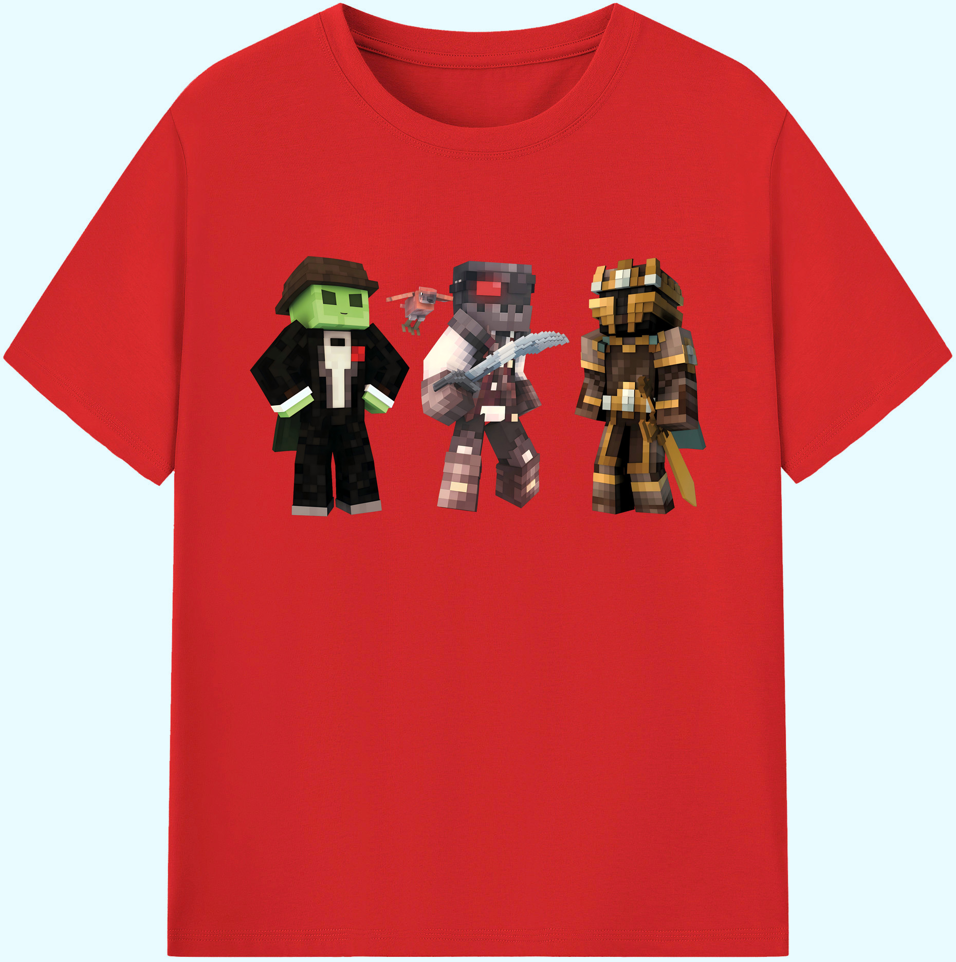 （画像用） マインクラフト ブロックの世界 Minecraft MC Block world 綿100％ メンズ半袖Tシャツ｜肌触りやわらか＆通気性