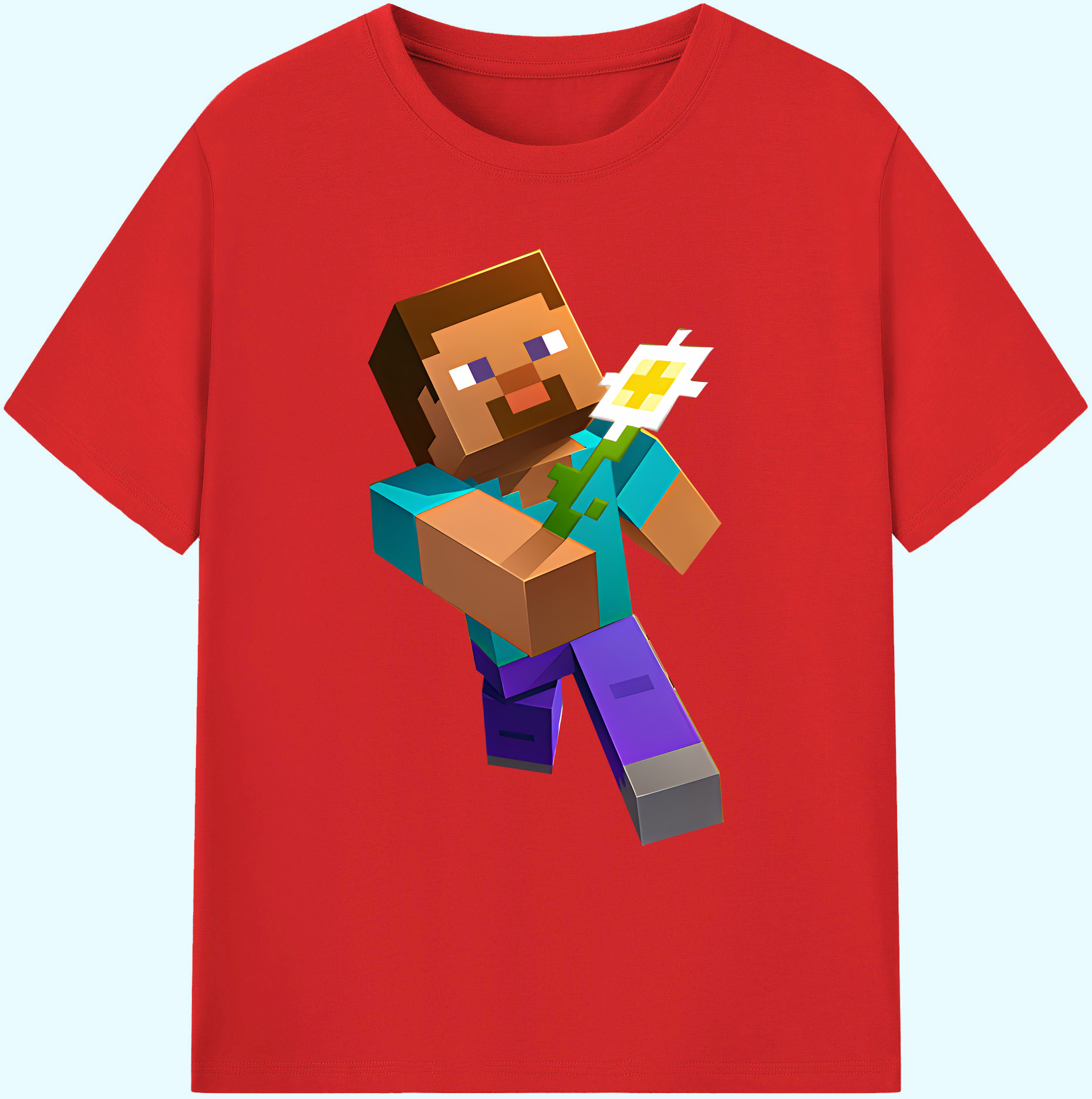 （画像用） マインクラフト ブロックの世界 Minecraft MC Block world 綿100％ メンズ半袖Tシャツ｜肌触りやわらか＆通気性