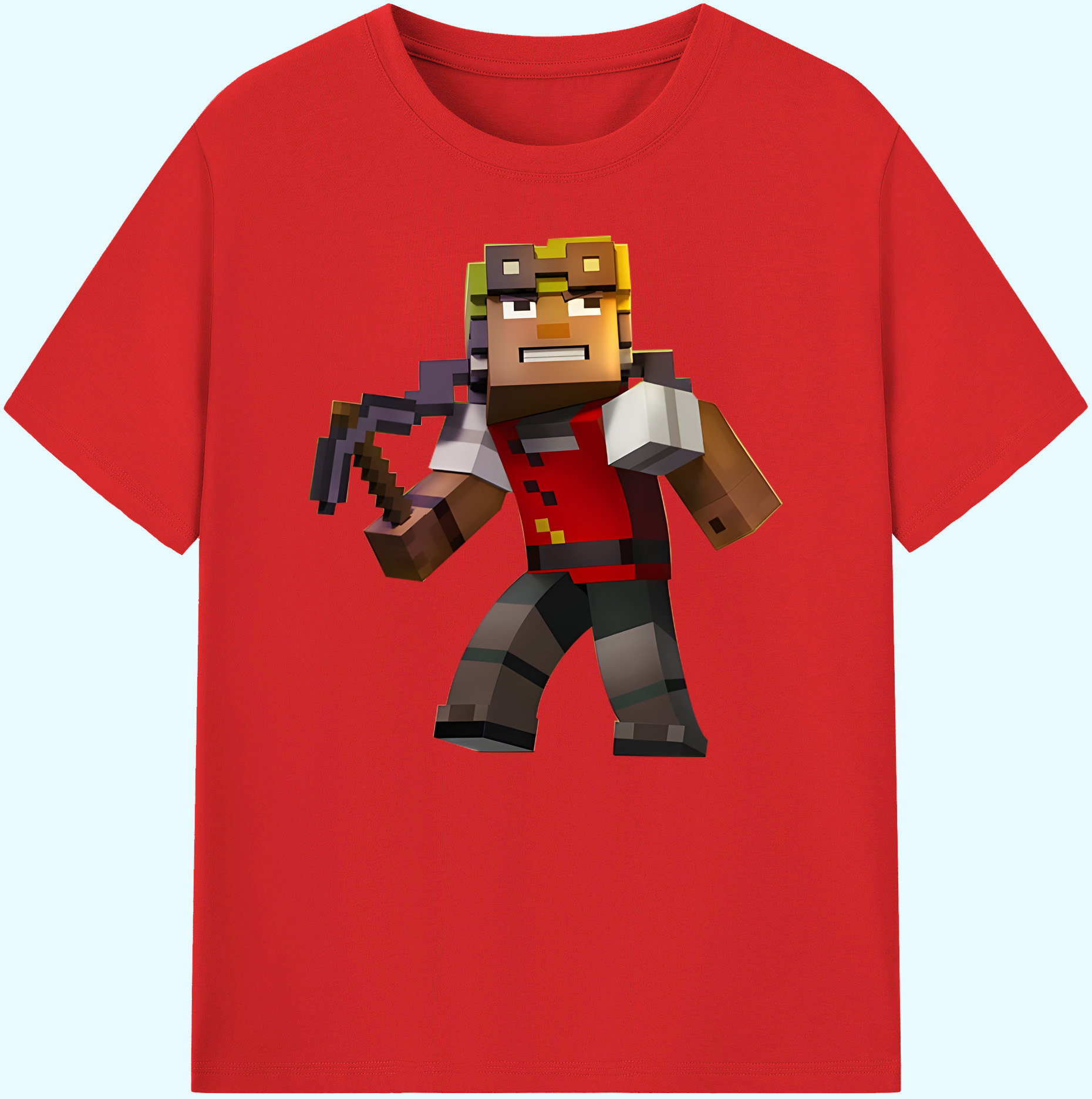 （画像用） マインクラフト ブロックの世界 Minecraft MC Block world 綿100％ メンズ半袖Tシャツ｜肌触りやわらか＆通気性