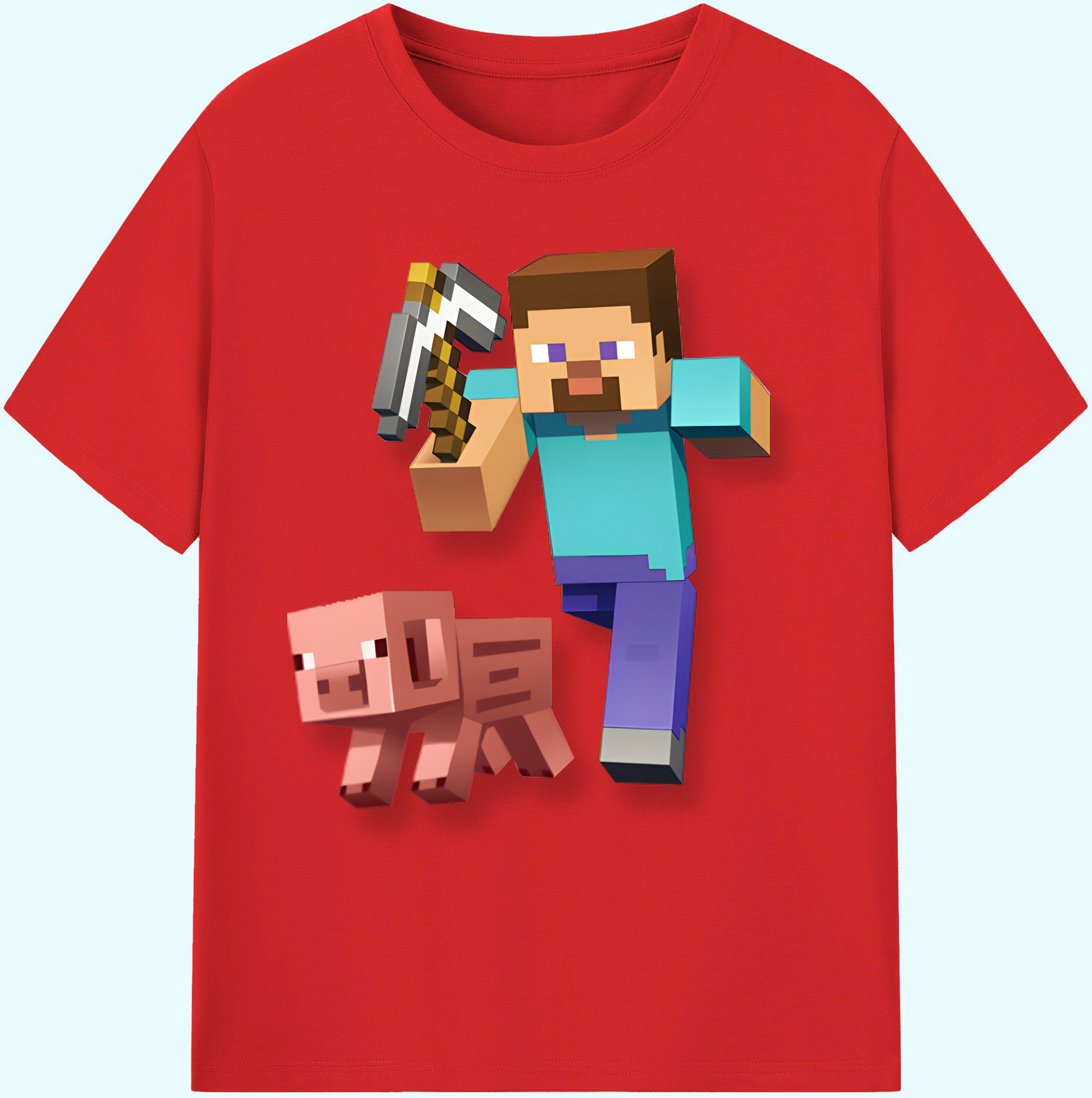（画像用） マインクラフト ブロックの世界 Minecraft MC Block world 綿100％ メンズ半袖Tシャツ｜肌触りやわらか＆通気性