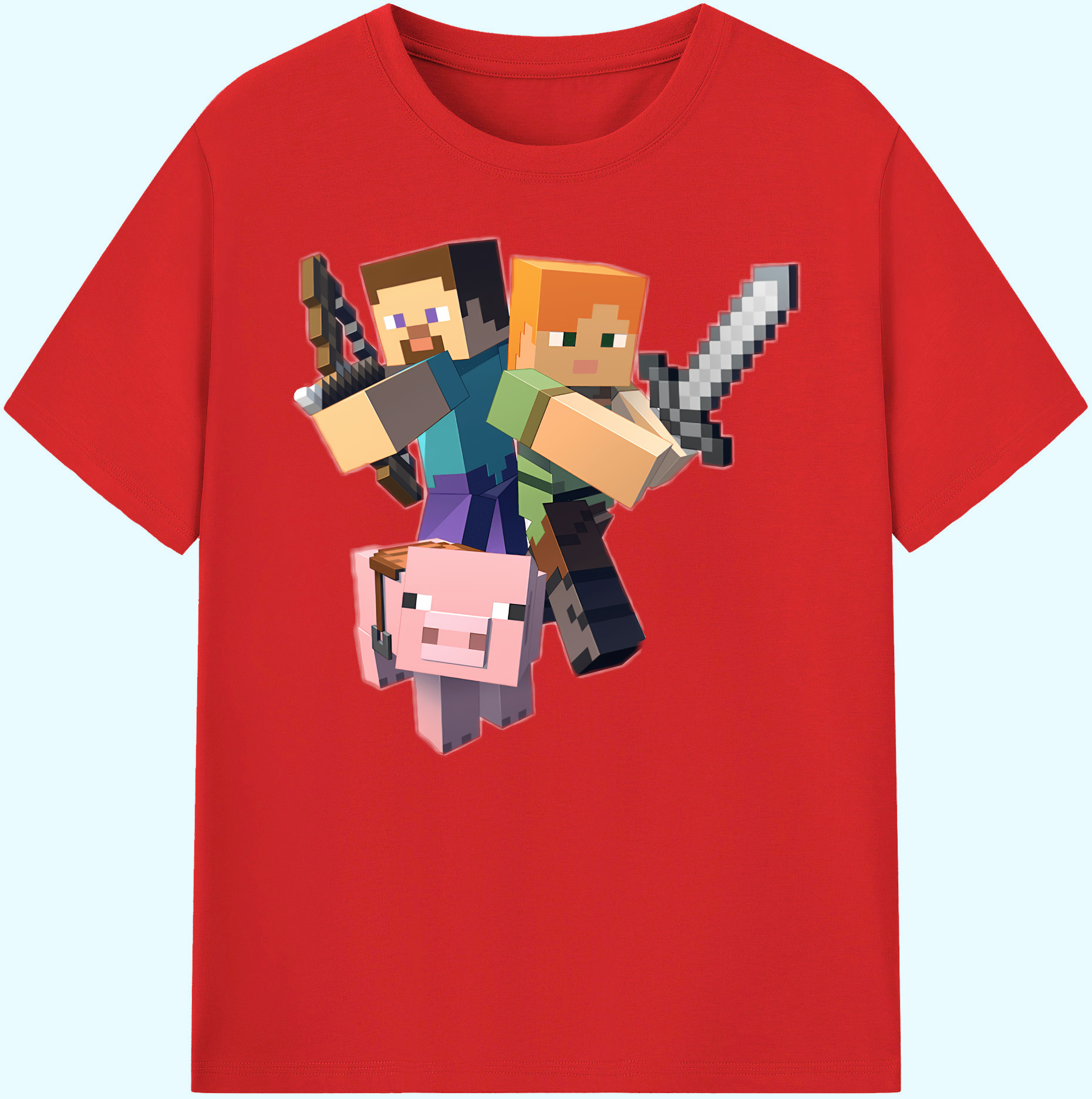 （画像用） マインクラフト ブロックの世界 Minecraft MC Block world 綿100％ メンズ半袖Tシャツ｜肌触りやわらか＆通気性