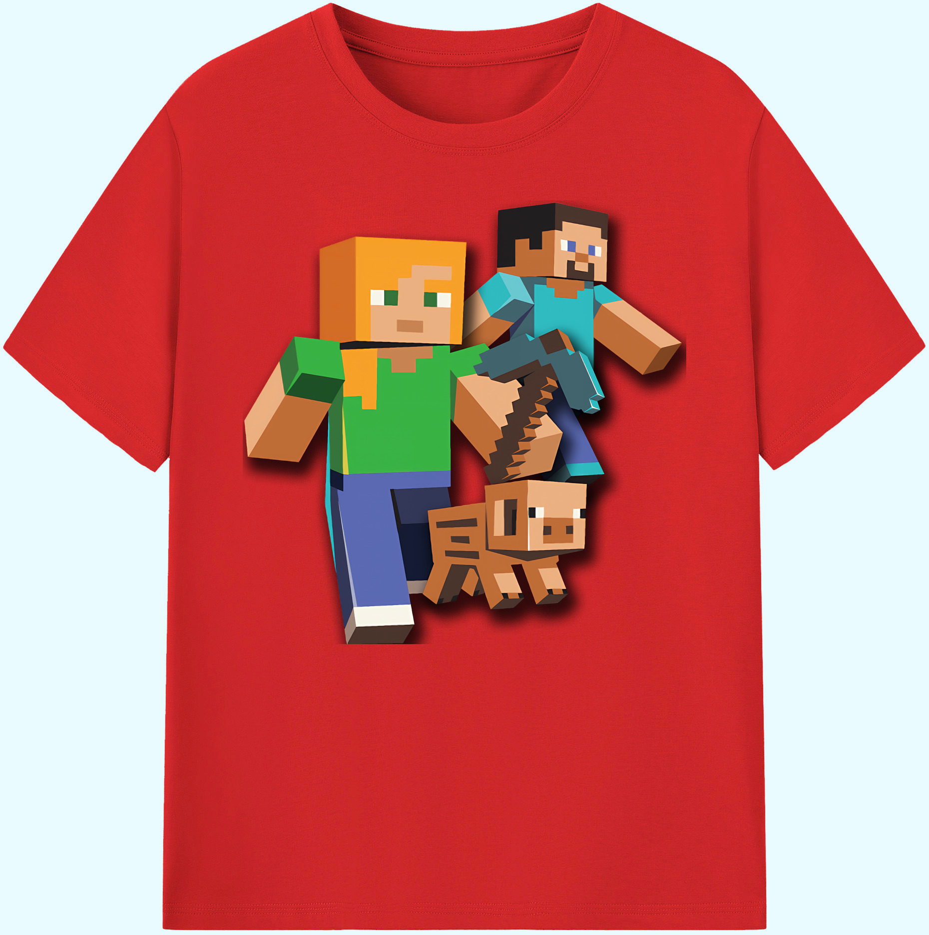 （画像用） マインクラフト ブロックの世界 Minecraft MC Block world 綿100％ メンズ半袖Tシャツ｜肌触りやわらか＆通気性
