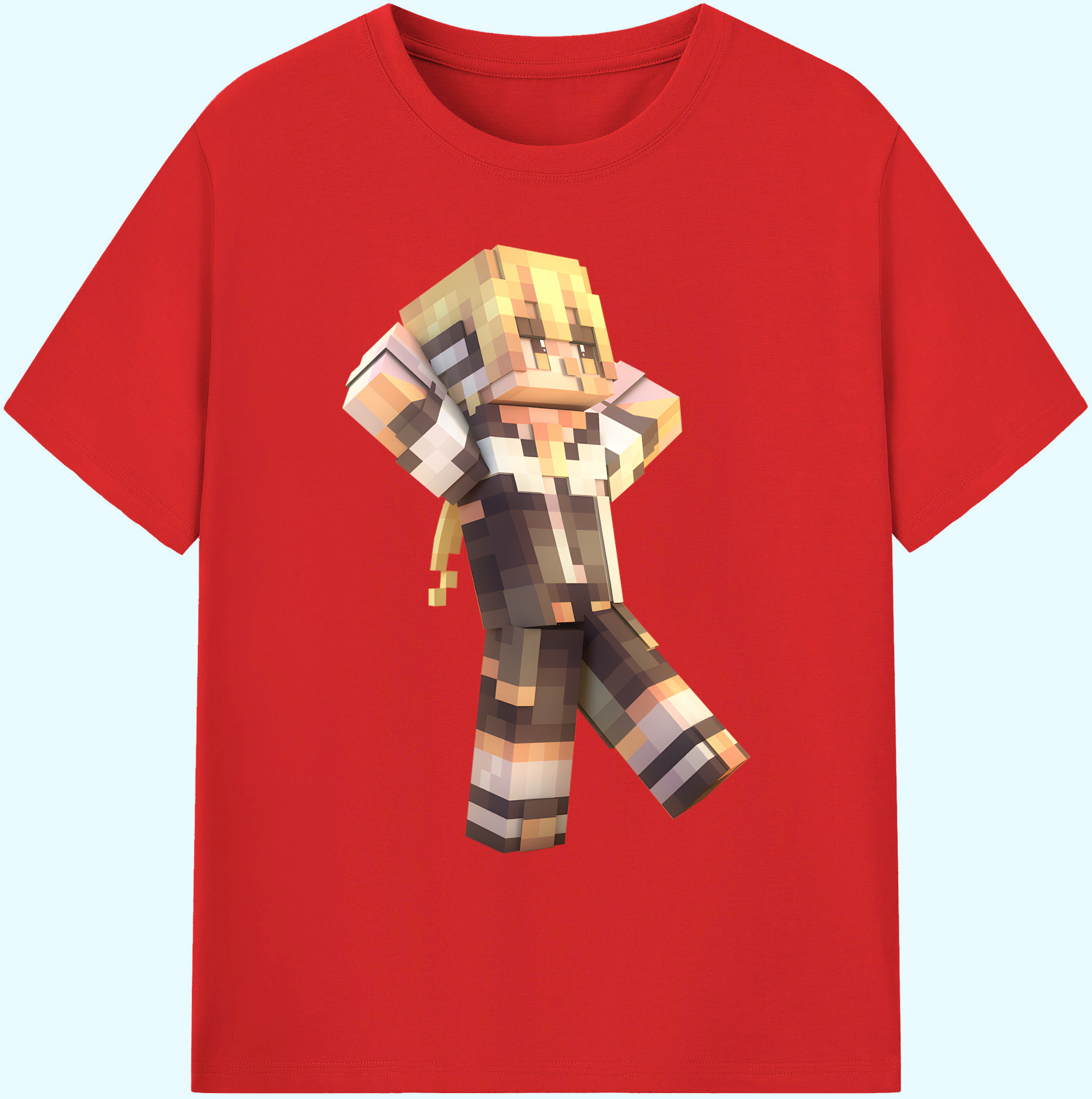 （画像用） マインクラフト ブロックの世界 Minecraft MC Block world 綿100％ メンズ半袖Tシャツ｜肌触りやわらか＆通気性