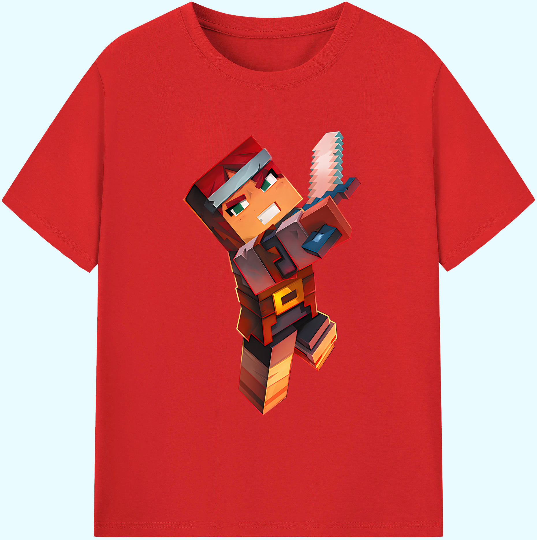 （画像用） マインクラフト ブロックの世界 Minecraft MC Block world 綿100％ メンズ半袖Tシャツ｜肌触りやわらか＆通気性