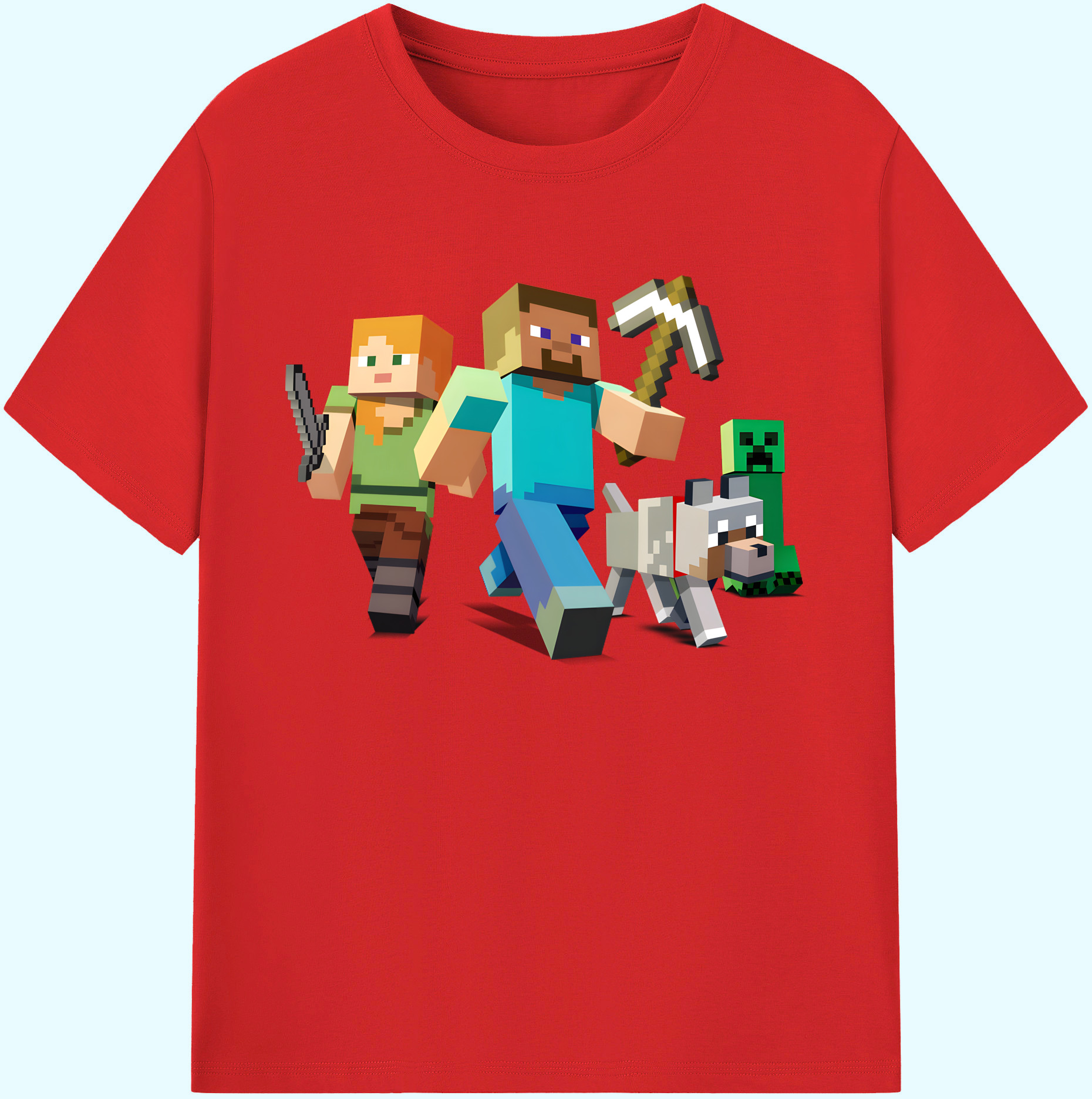 （画像用） マインクラフト ブロックの世界 Minecraft MC Block world 綿100％ メンズ半袖Tシャツ｜肌触りやわらか＆通気性