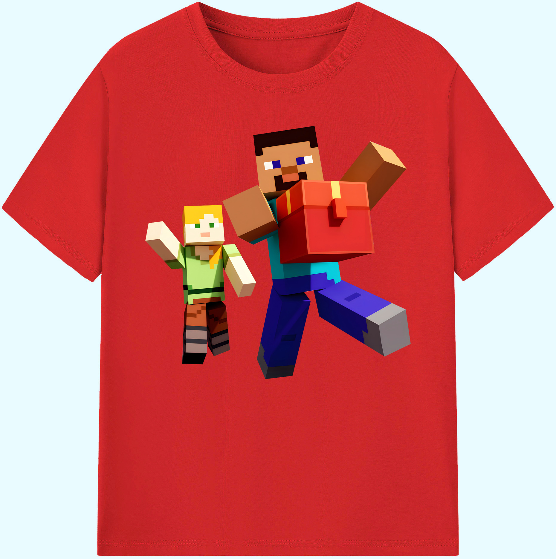 （画像用） マインクラフト ブロックの世界 Minecraft MC Block world 綿100％ メンズ半袖Tシャツ｜肌触りやわらか＆通気性