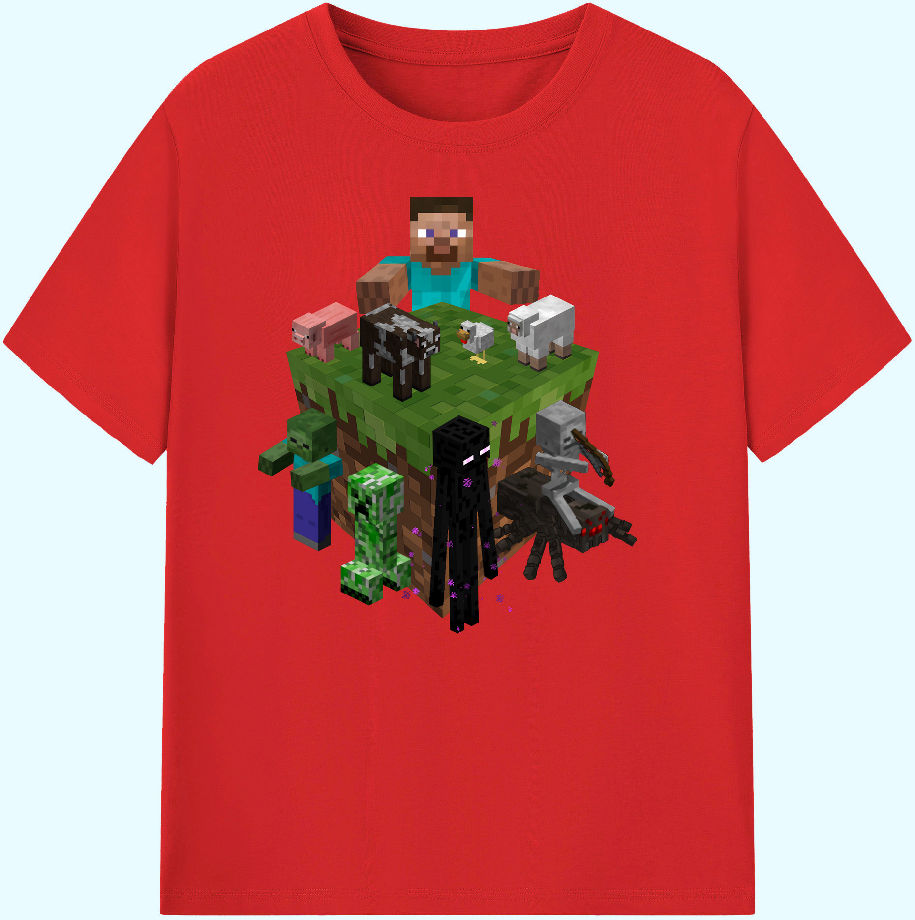 （画像用） マインクラフト ブロックの世界 Minecraft MC Block world 綿100％ メンズ半袖Tシャツ｜肌触りやわらか＆通気性