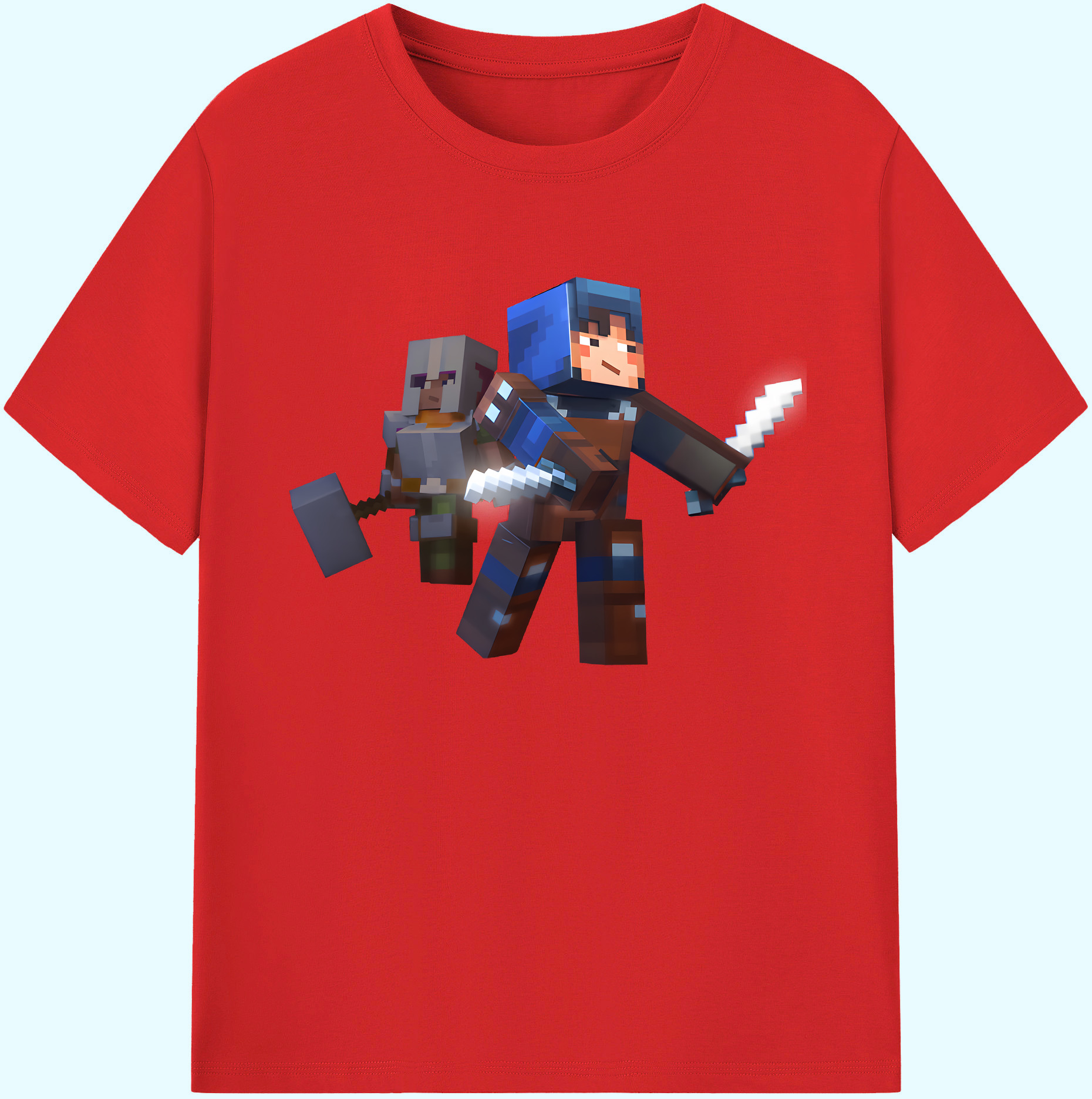 （画像用） マインクラフト ブロックの世界 Minecraft MC Block world 綿100％ メンズ半袖Tシャツ｜肌触りやわらか＆通気性