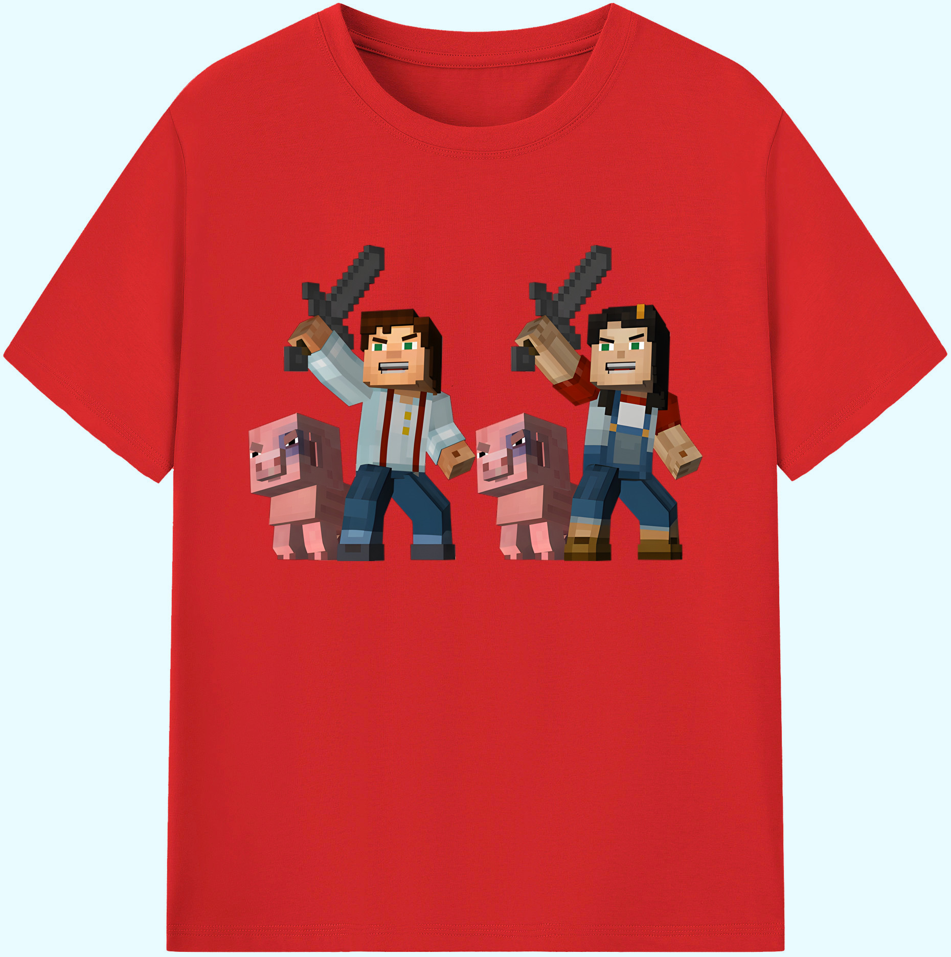 （画像用） マインクラフト ブロックの世界 Minecraft MC Block world 綿100％ メンズ半袖Tシャツ｜肌触りやわらか＆通気性