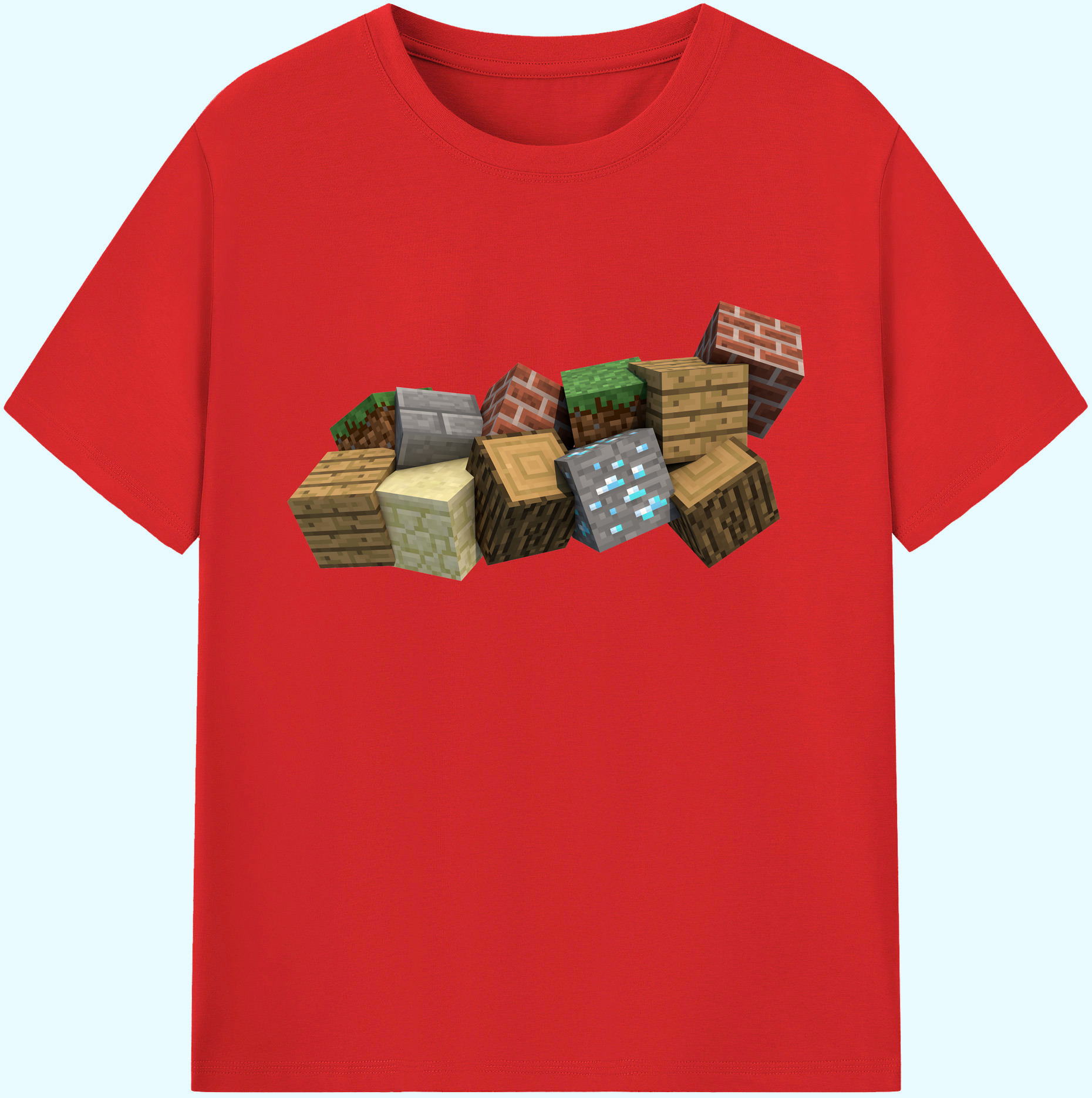 （画像用） マインクラフト ブロックの世界 Minecraft MC Block world 綿100％ メンズ半袖Tシャツ｜肌触りやわらか＆通気性