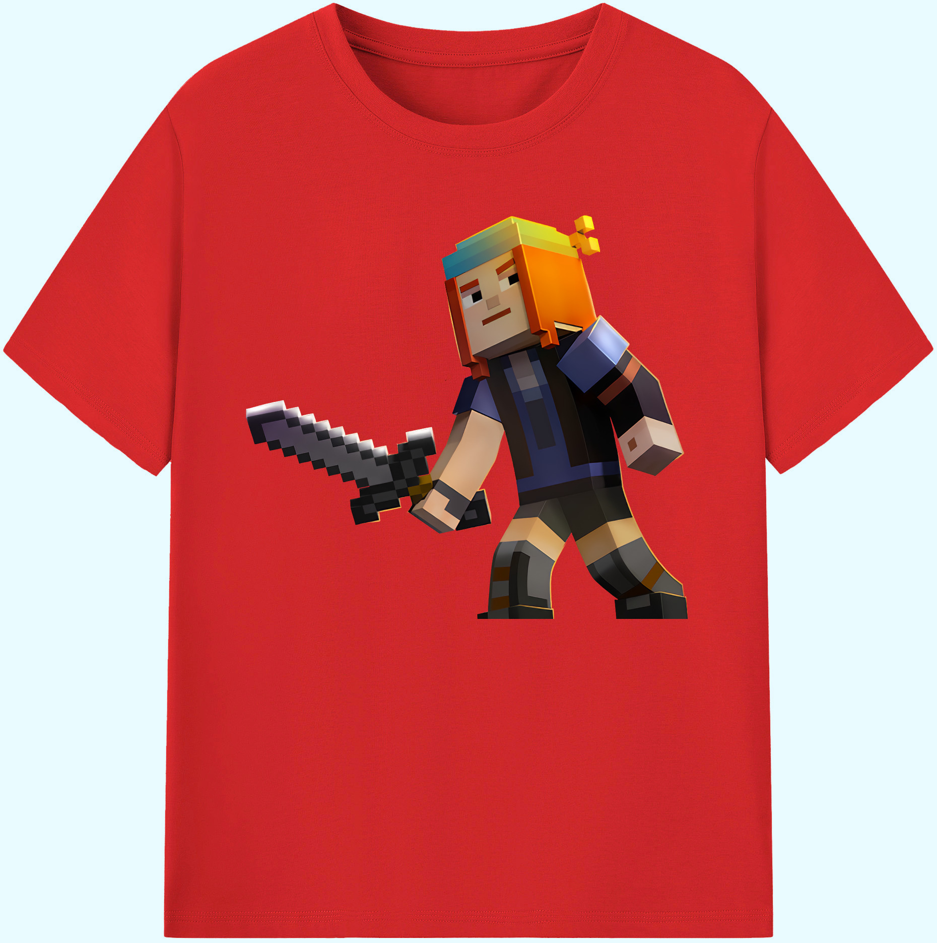 （画像用） マインクラフト ブロックの世界 Minecraft MC Block world 綿100％ メンズ半袖Tシャツ｜肌触りやわらか＆通気性