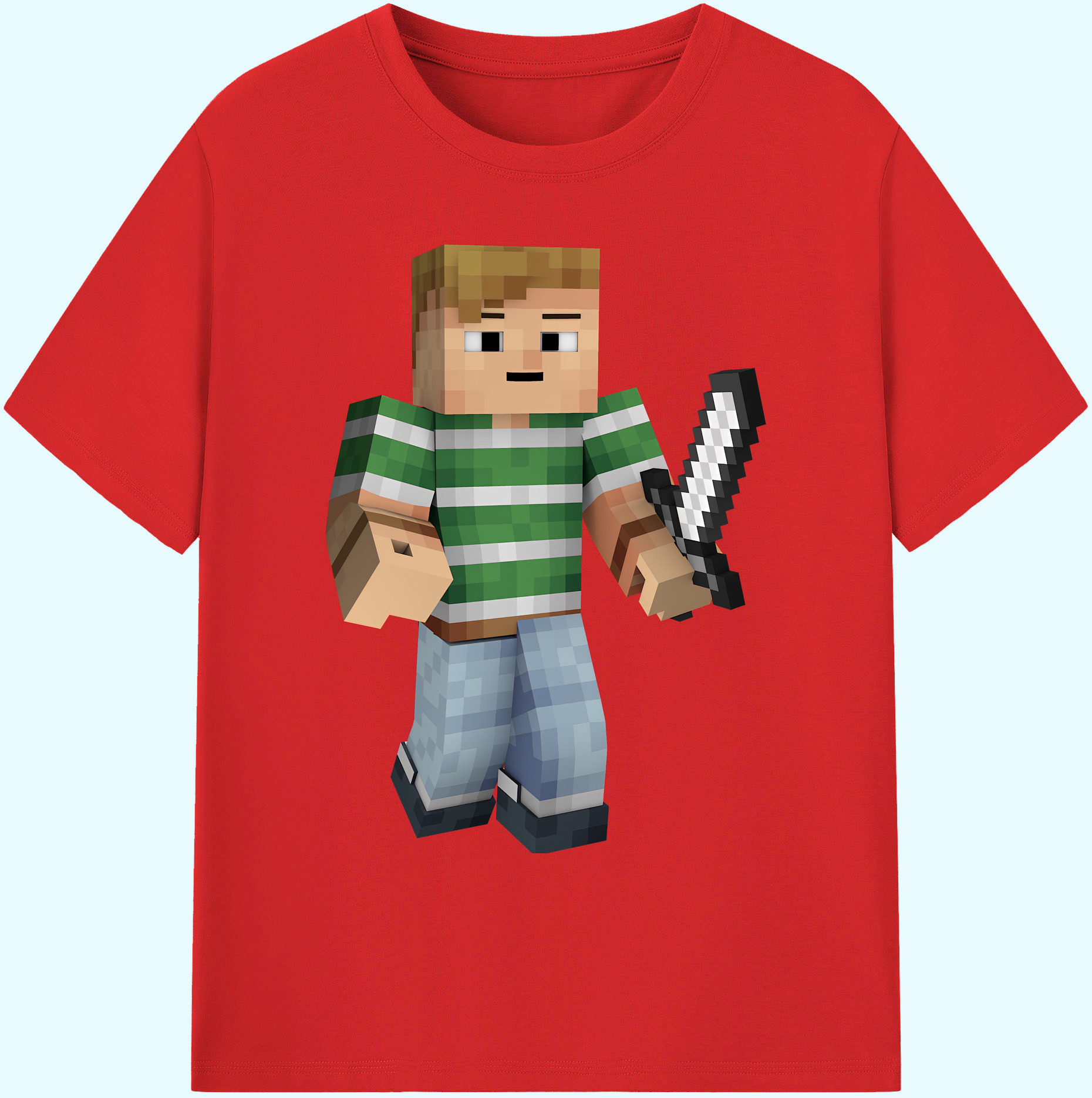（画像用） マインクラフト ブロックの世界 Minecraft MC Block world 綿100％ メンズ半袖Tシャツ｜肌触りやわらか＆通気性
