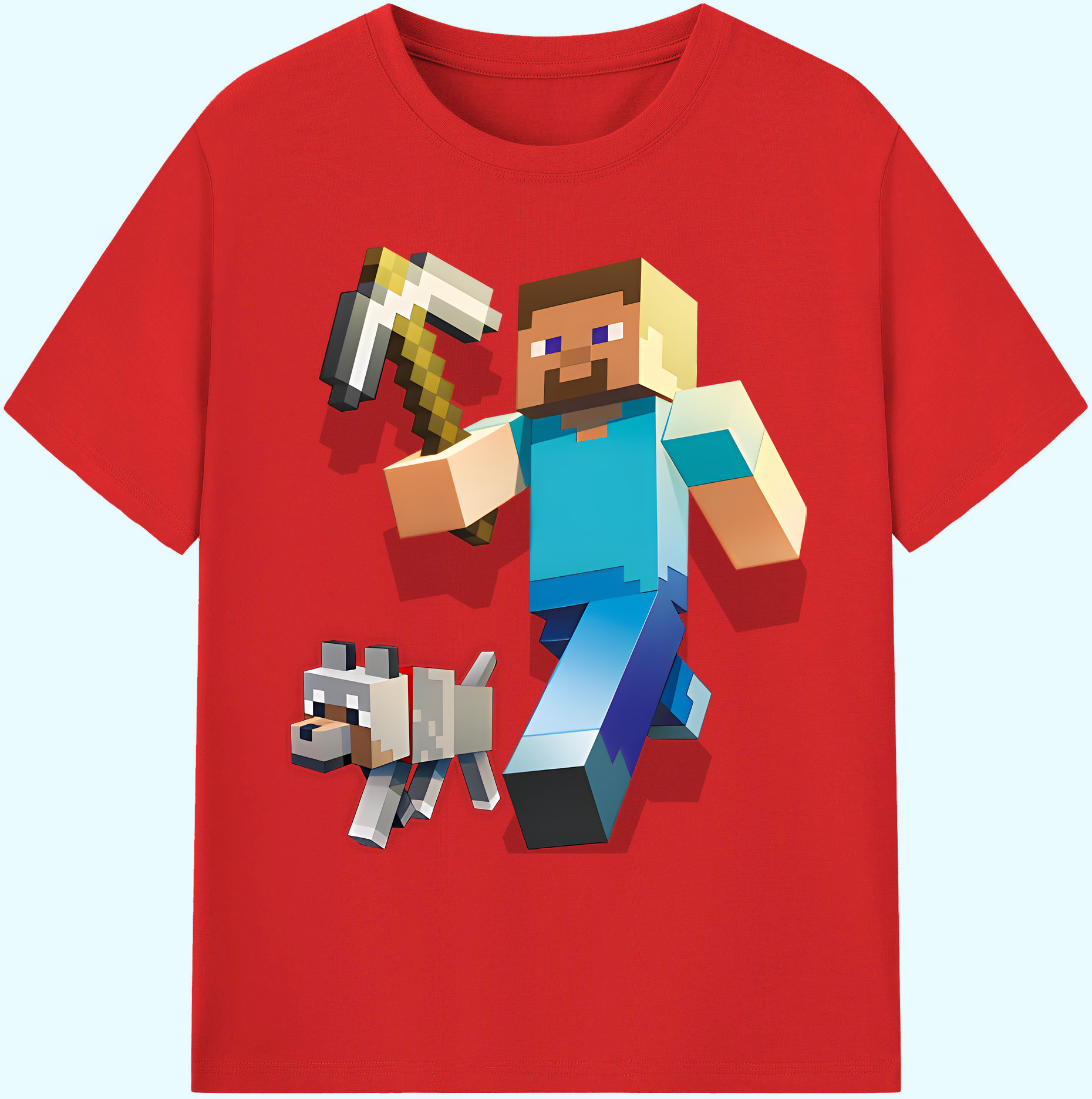 （画像用） マインクラフト ブロックの世界 Minecraft MC Block world 綿100％ メンズ半袖Tシャツ｜肌触りやわらか＆通気性