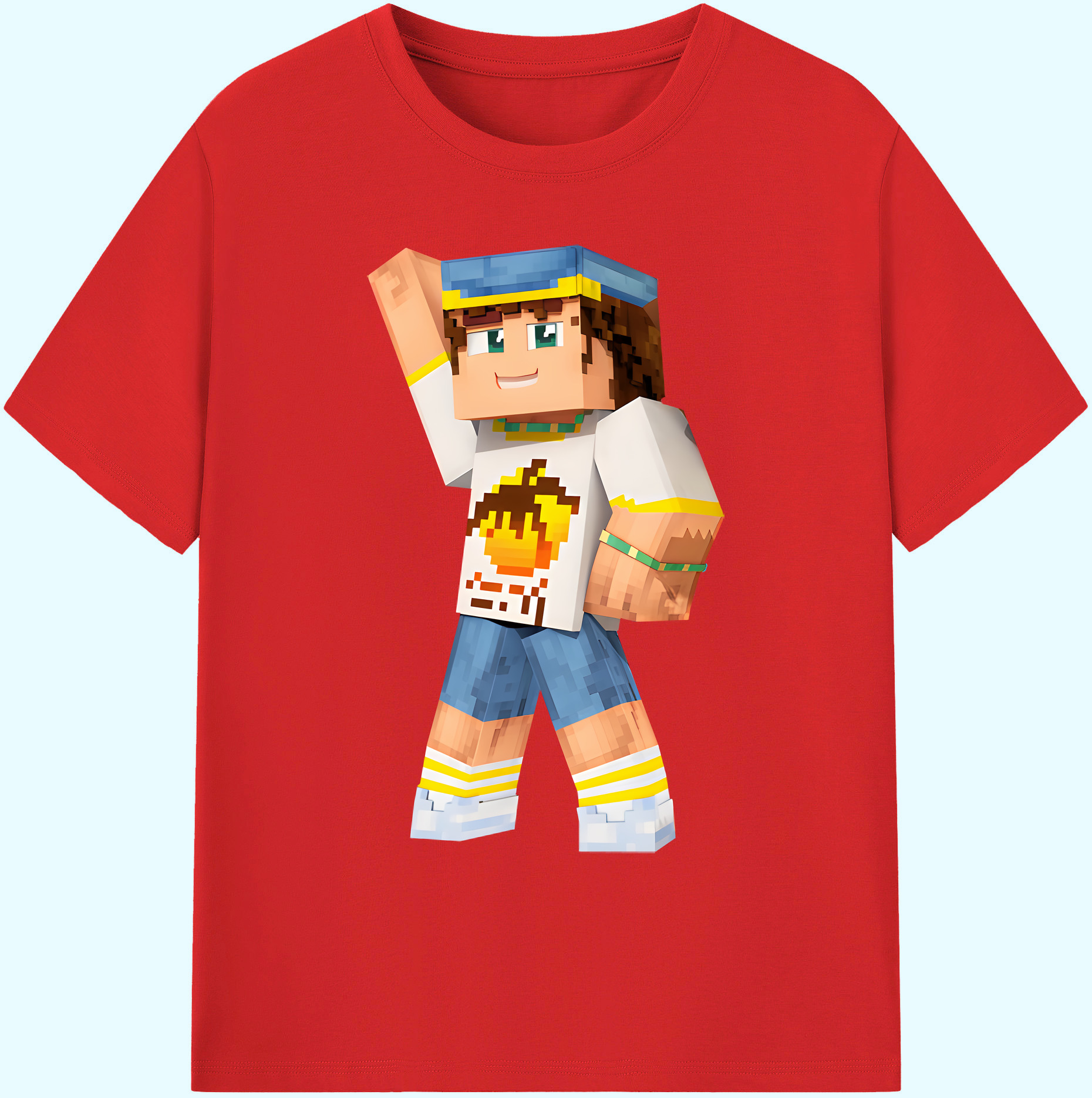 （画像用） マインクラフト ブロックの世界 Minecraft MC Block world 綿100％ メンズ半袖Tシャツ｜肌触りやわらか＆通気性