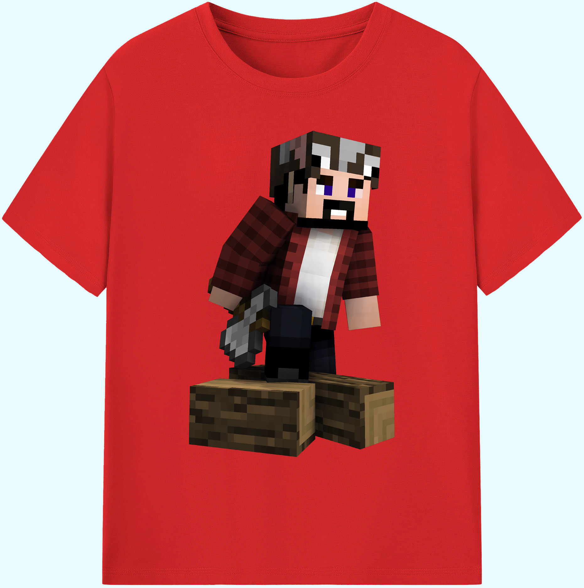 （画像用） マインクラフト ブロックの世界 Minecraft MC Block world 綿100％ メンズ半袖Tシャツ｜肌触りやわらか＆通気性