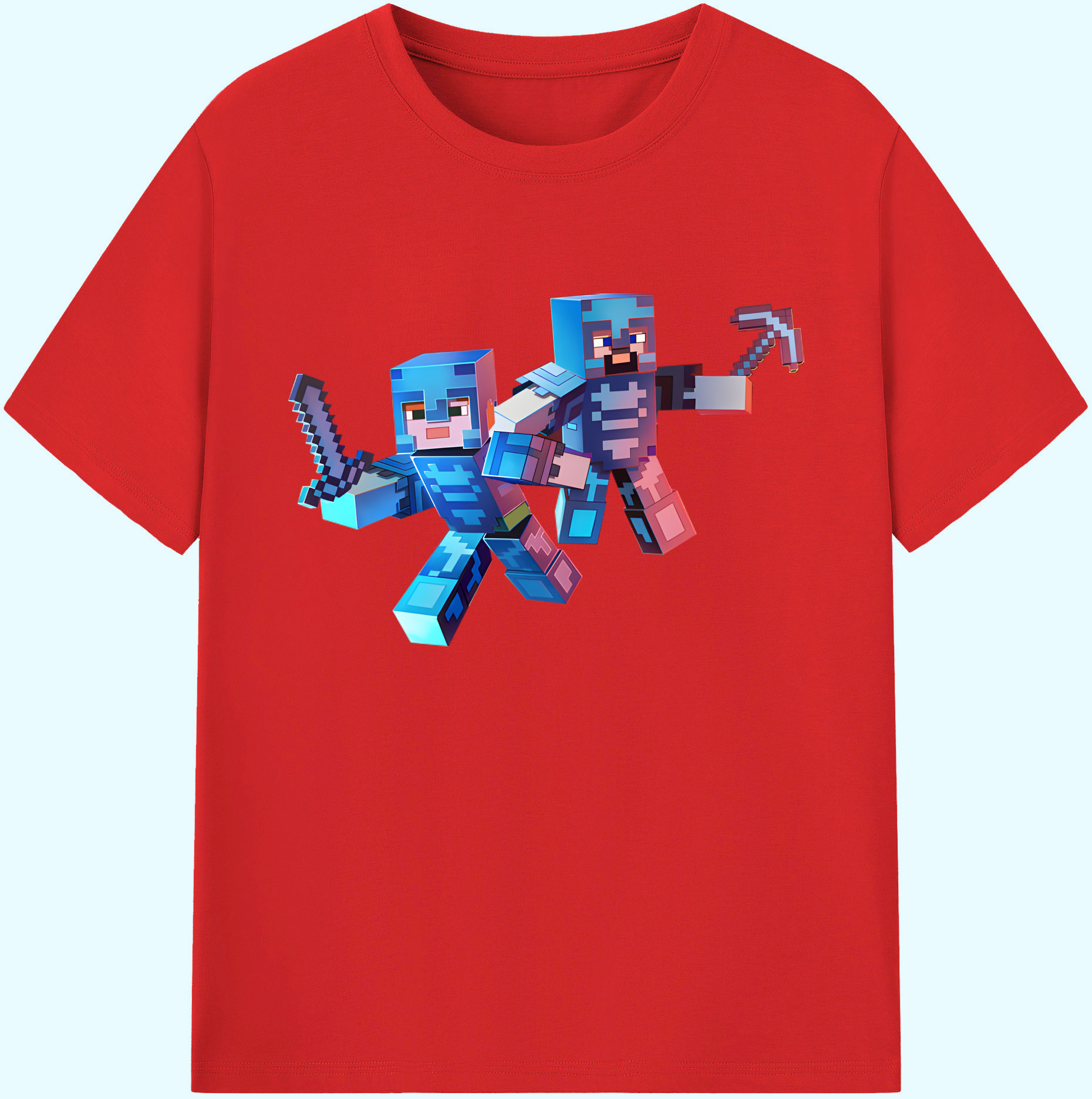 （画像用） マインクラフト ブロックの世界 Minecraft MC Block world 綿100％ メンズ半袖Tシャツ｜肌触りやわらか＆通気性