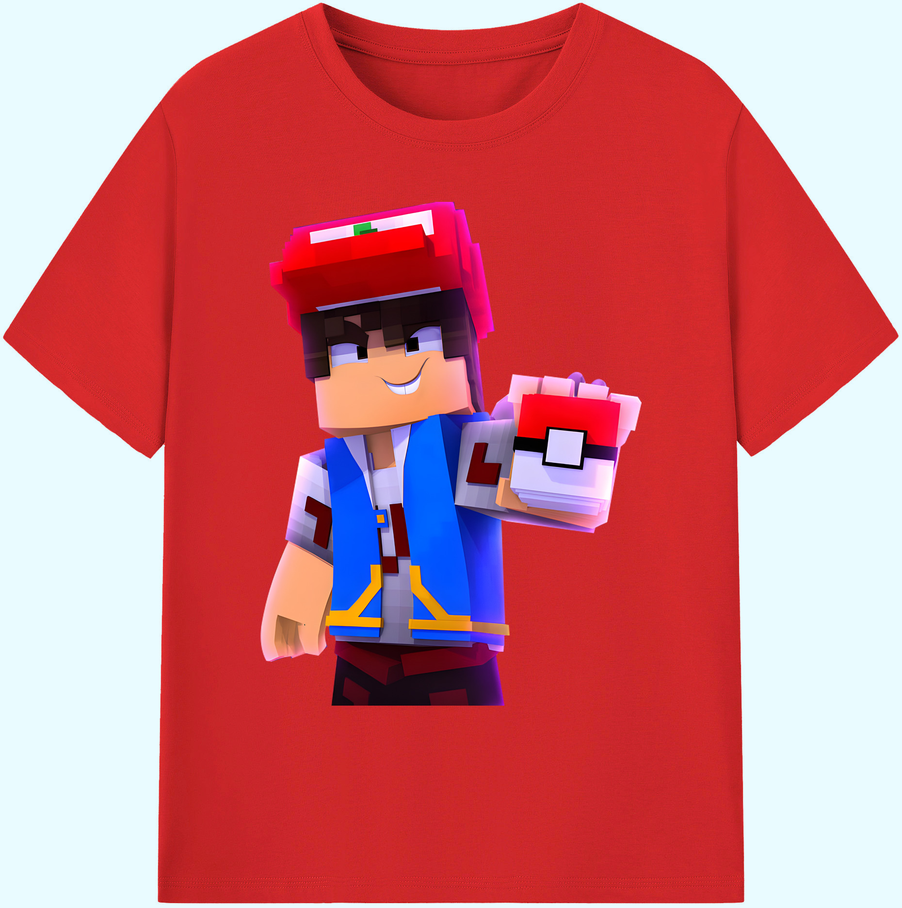 （画像用） マインクラフト ブロックの世界 Minecraft MC Block world 綿100％ メンズ半袖Tシャツ｜肌触りやわらか＆通気性