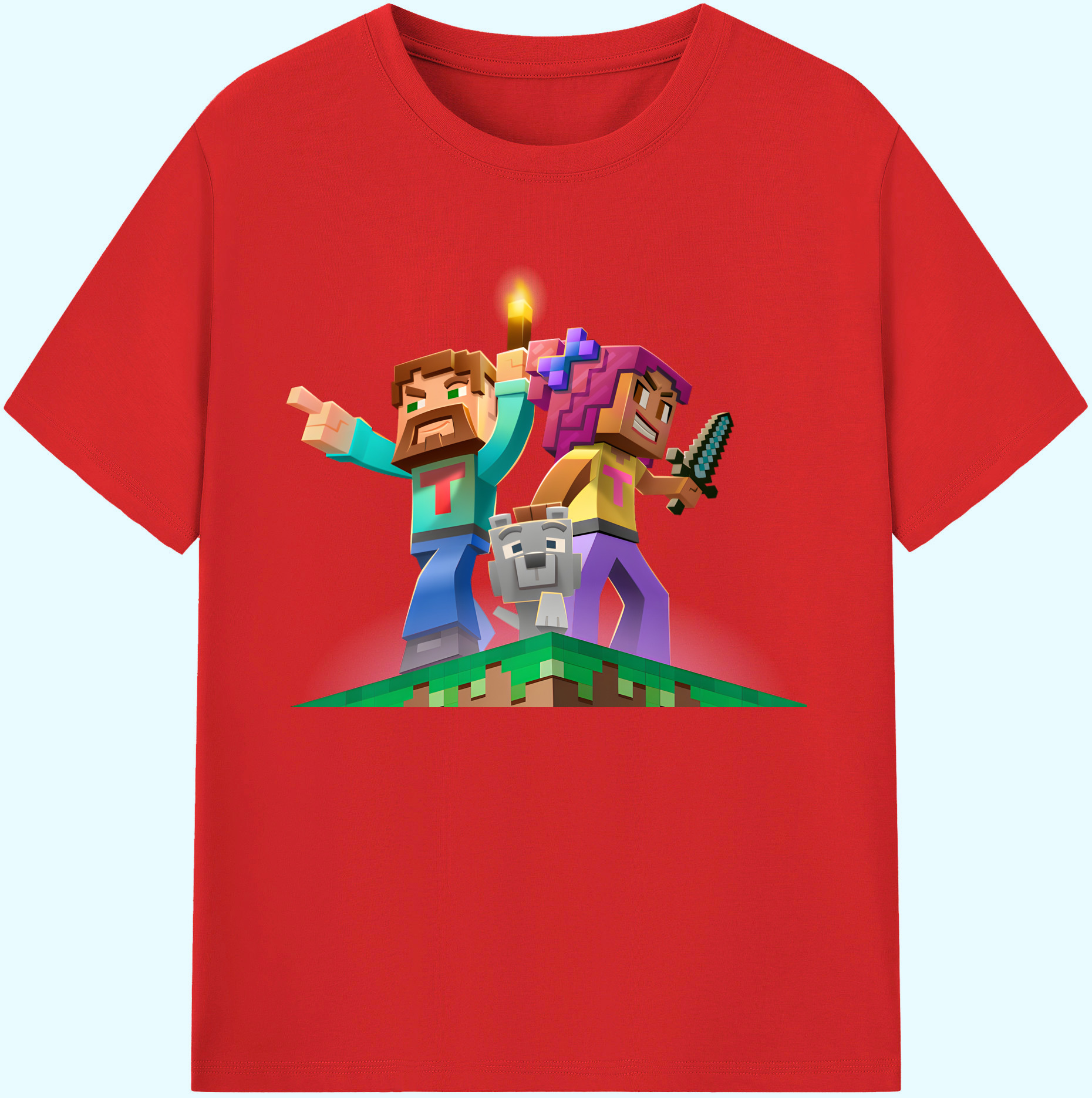 （画像用） マインクラフト ブロックの世界 Minecraft MC Block world 綿100％ メンズ半袖Tシャツ｜肌触りやわらか＆通気性