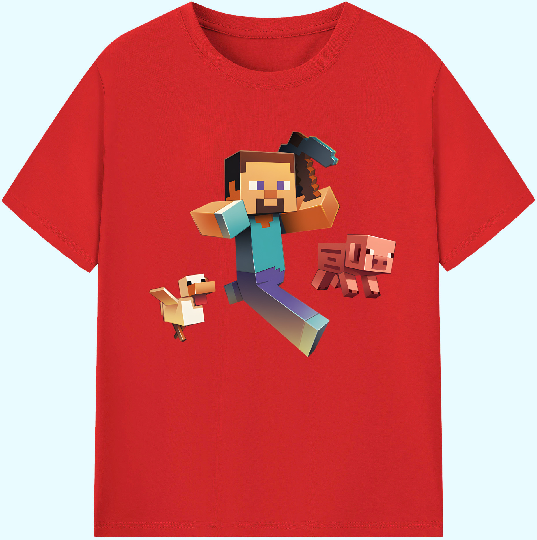 （画像用） マインクラフト ブロックの世界 Minecraft MC Block world 綿100％ メンズ半袖Tシャツ｜肌触りやわらか＆通気性