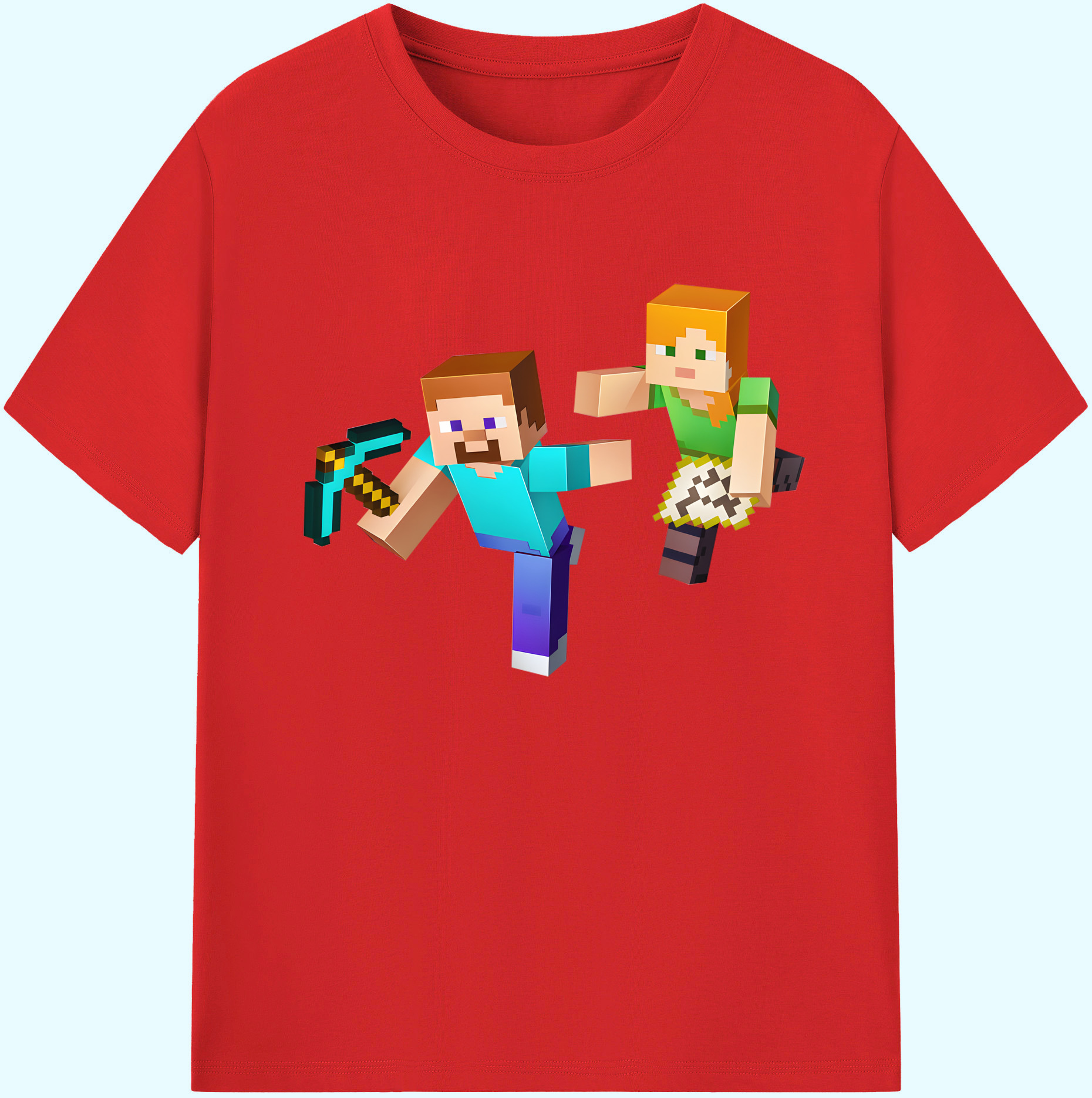 （画像用） マインクラフト ブロックの世界 Minecraft MC Block world 綿100％ メンズ半袖Tシャツ｜肌触りやわらか＆通気性