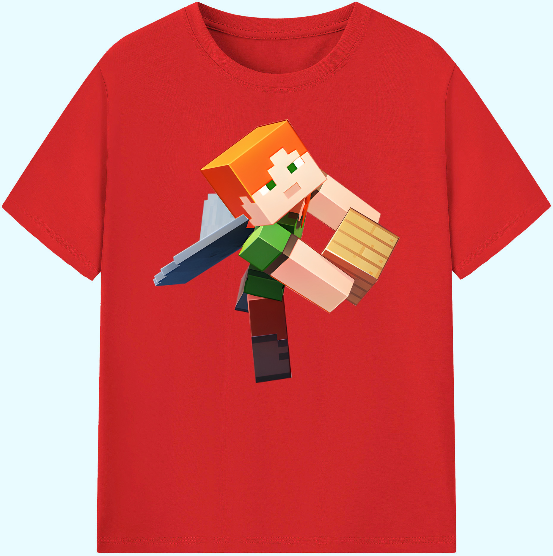 （画像用） マインクラフト ブロックの世界 Minecraft MC Block world 綿100％ メンズ半袖Tシャツ｜肌触りやわらか＆通気性