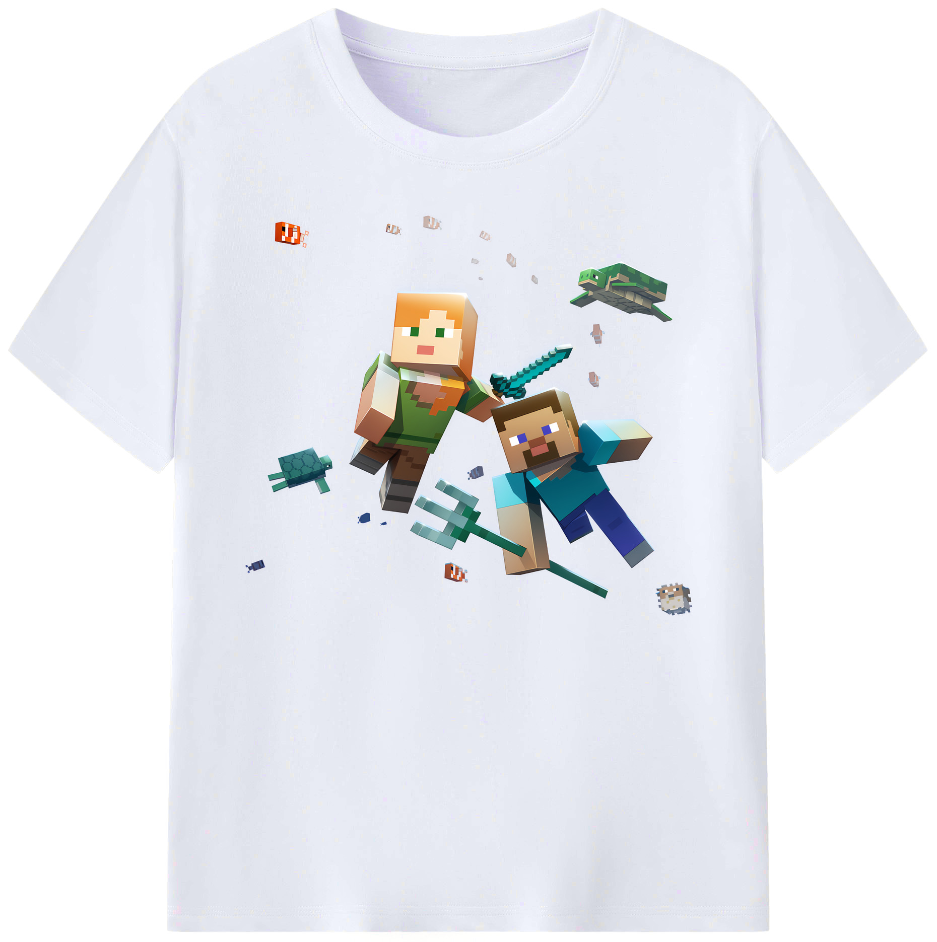 （画像用） マインクラフト ブロックの世界 Minecraft MC Block world 綿100％ メンズ半袖Tシャツ｜肌触りやわらか＆通気性