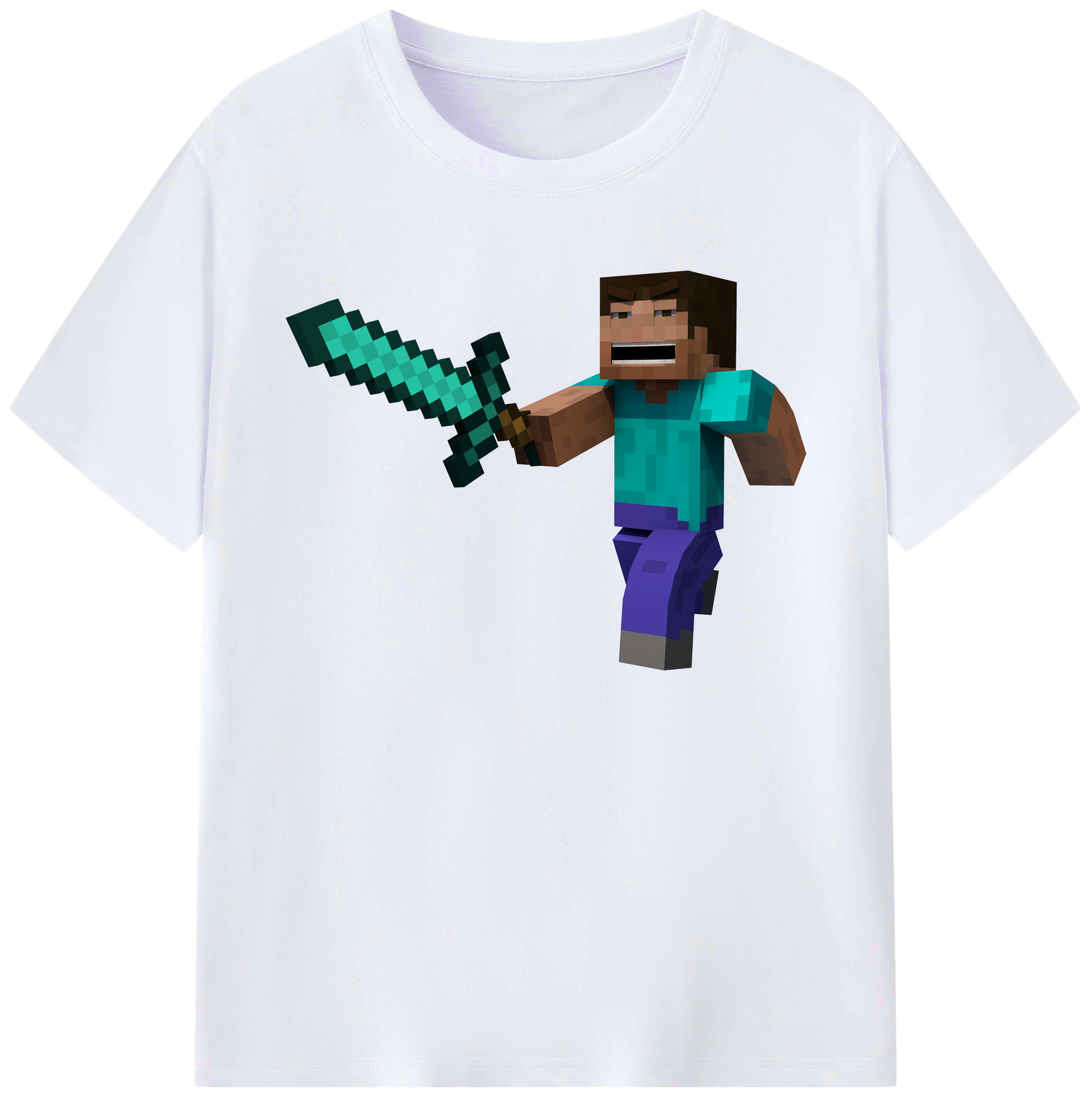 （画像用） マインクラフト ブロックの世界 Minecraft MC Block world 綿100％ メンズ半袖Tシャツ｜肌触りやわらか＆通気性