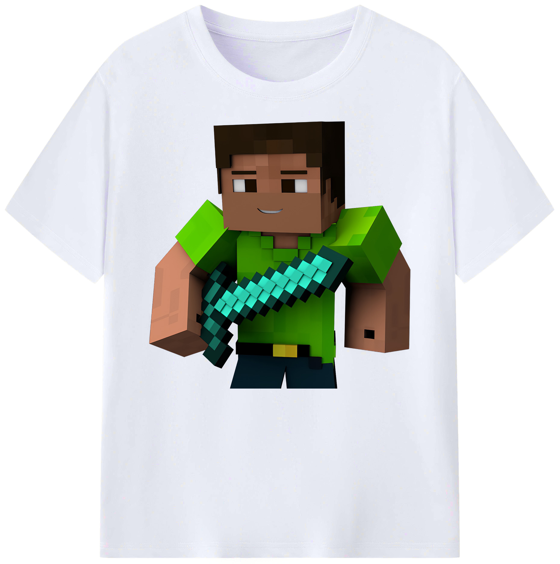 （画像用） マインクラフト ブロックの世界 Minecraft MC Block world 綿100％ メンズ半袖Tシャツ｜肌触りやわらか＆通気性