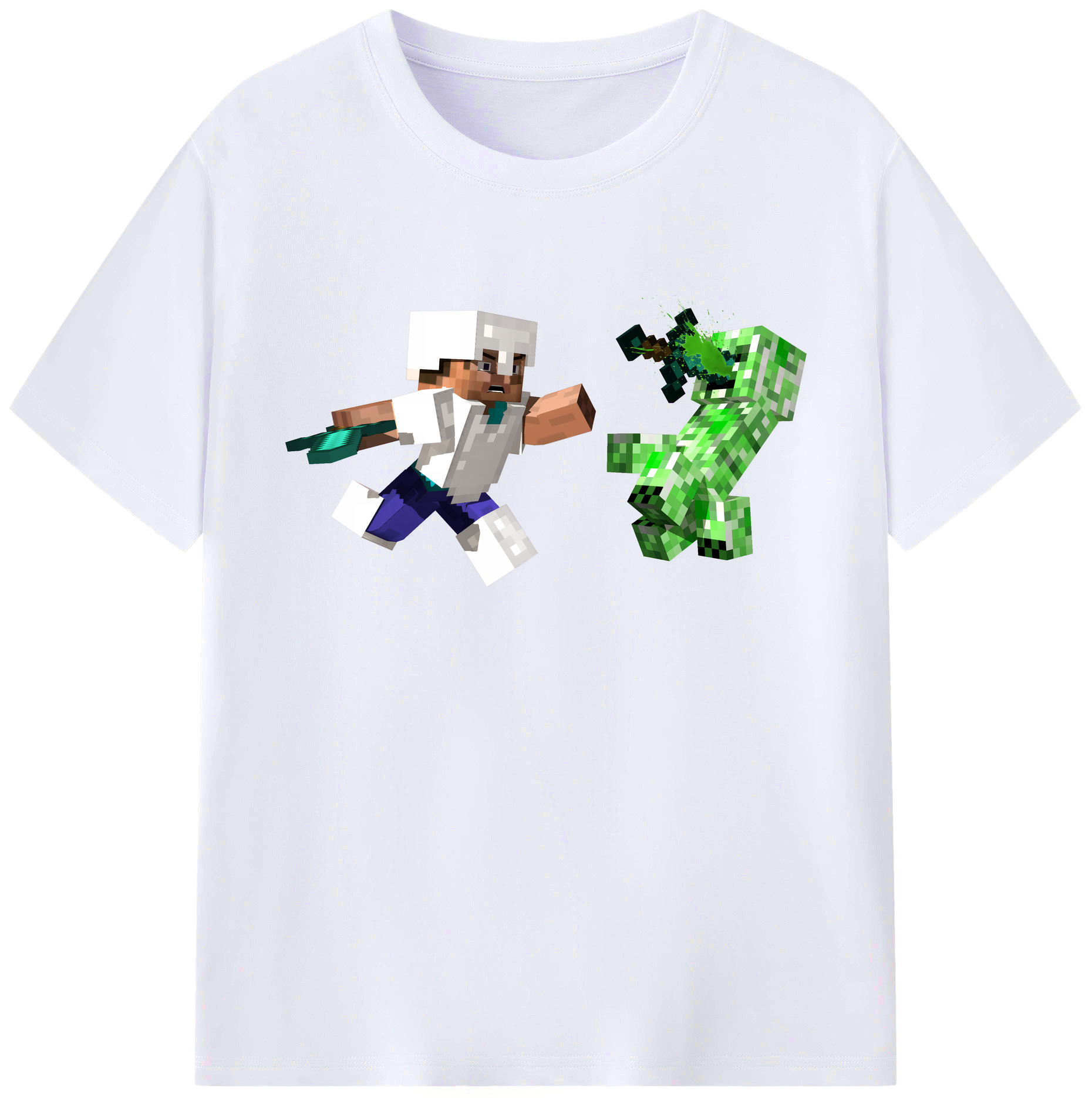 （画像用） マインクラフト ブロックの世界 Minecraft MC Block world 綿100％ メンズ半袖Tシャツ｜肌触りやわらか＆通気性