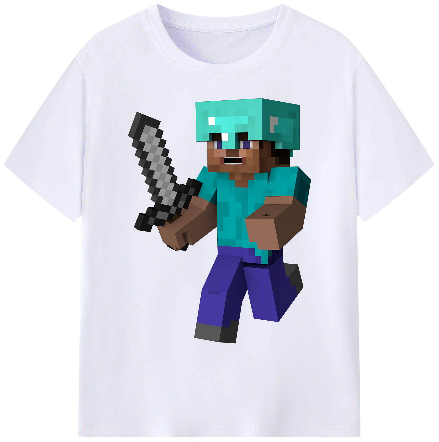 （画像用） マインクラフト ブロックの世界 Minecraft MC Block world 綿100％ メンズ半袖Tシャツ｜肌触りやわらか＆通気性