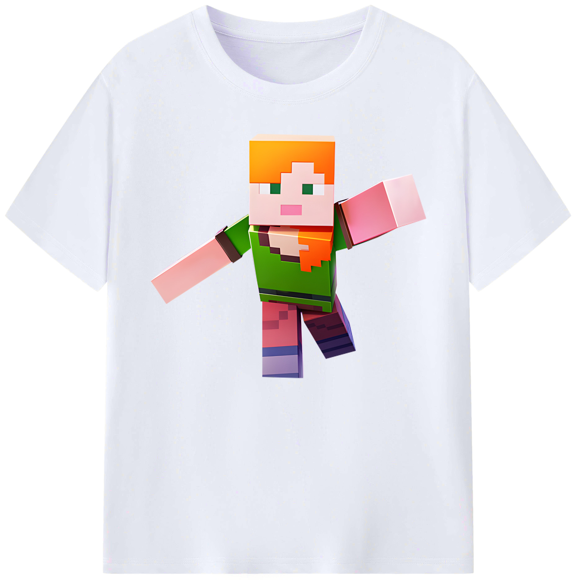 （画像用） マインクラフト ブロックの世界 Minecraft MC Block world 綿100％ メンズ半袖Tシャツ｜肌触りやわらか＆通気性