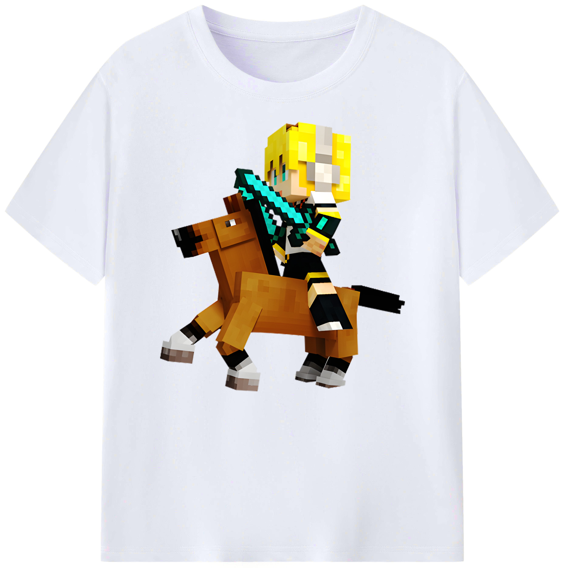 （画像用） マインクラフト ブロックの世界 Minecraft MC Block world 綿100％ メンズ半袖Tシャツ｜肌触りやわらか＆通気性