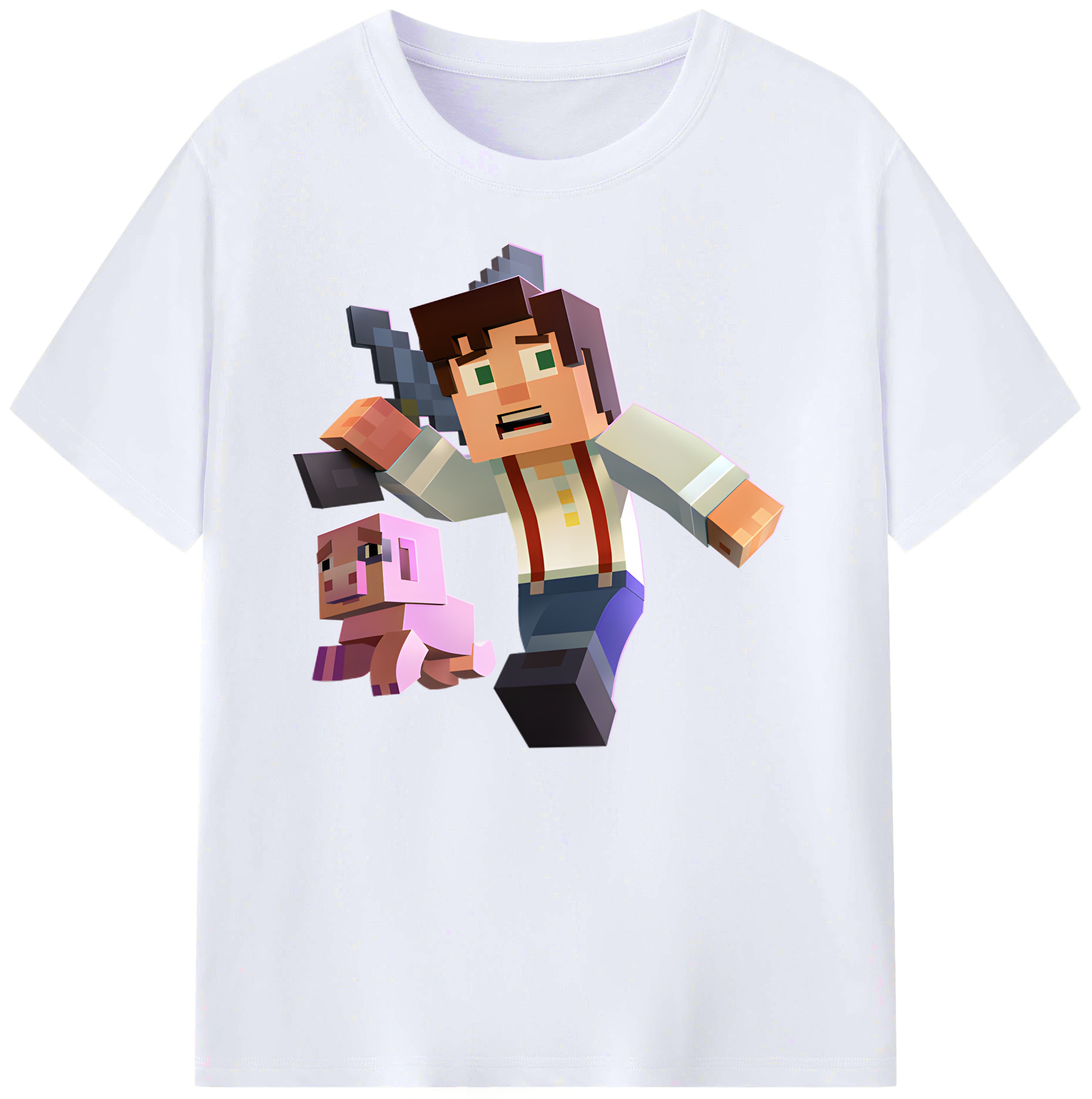 （画像用） マインクラフト ブロックの世界 Minecraft MC Block world 綿100％ メンズ半袖Tシャツ｜肌触りやわらか＆通気性