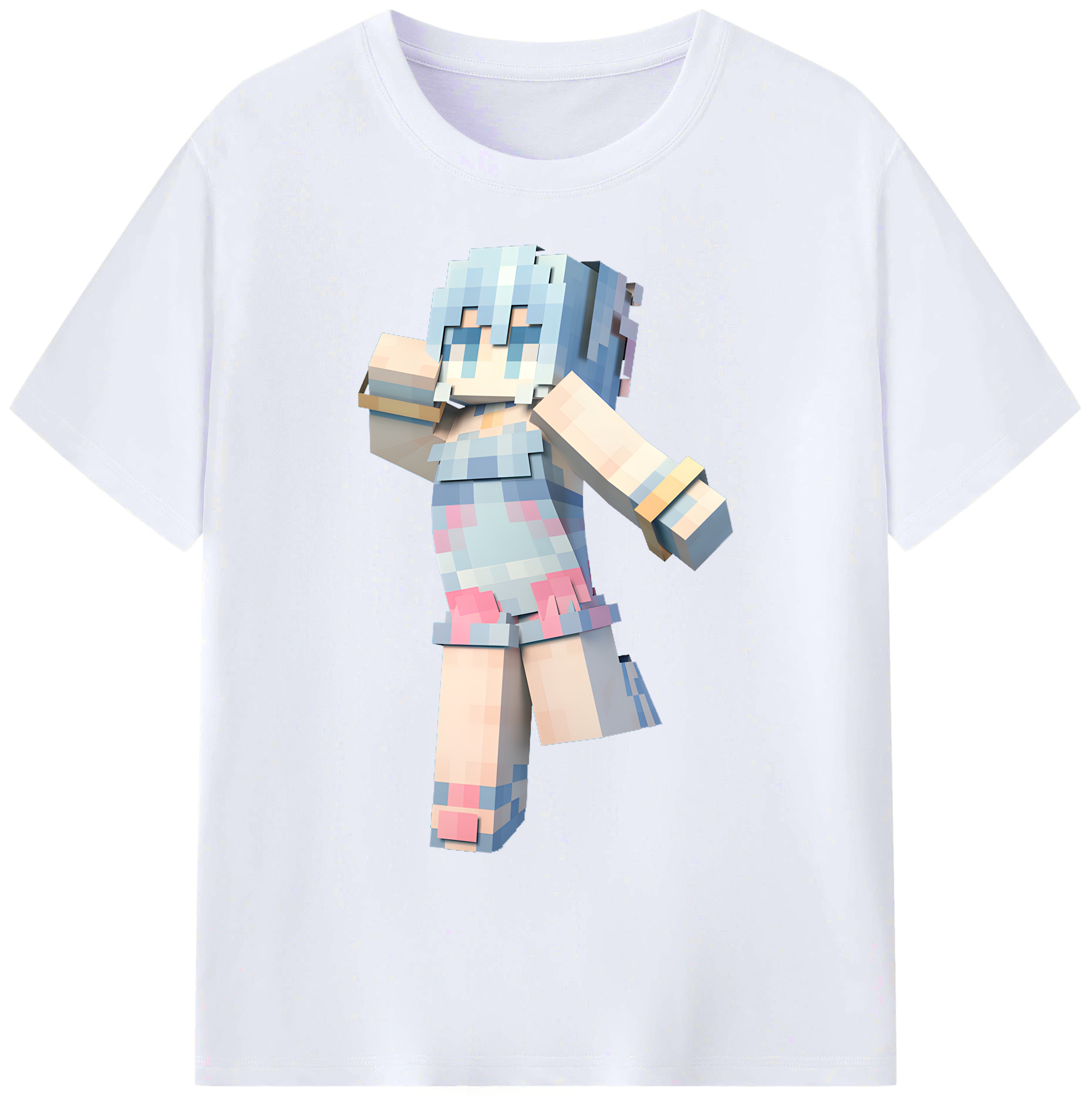 （画像用） マインクラフト ブロックの世界 Minecraft MC Block world 綿100％ メンズ半袖Tシャツ｜肌触りやわらか＆通気性