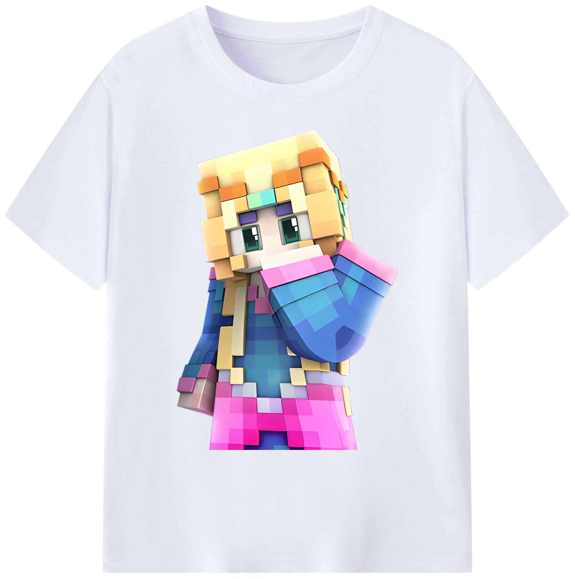 （画像用） マインクラフト ブロックの世界 Minecraft MC Block world 綿100％ メンズ半袖Tシャツ｜肌触りやわらか＆通気性