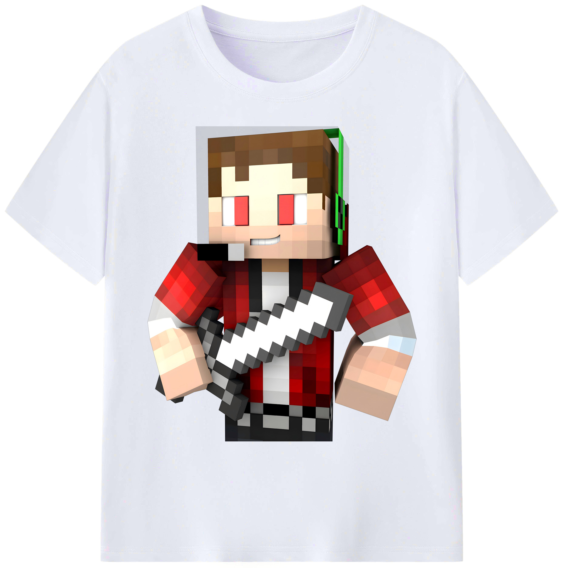 （画像用） マインクラフト ブロックの世界 Minecraft MC Block world 綿100％ メンズ半袖Tシャツ｜肌触りやわらか＆通気性