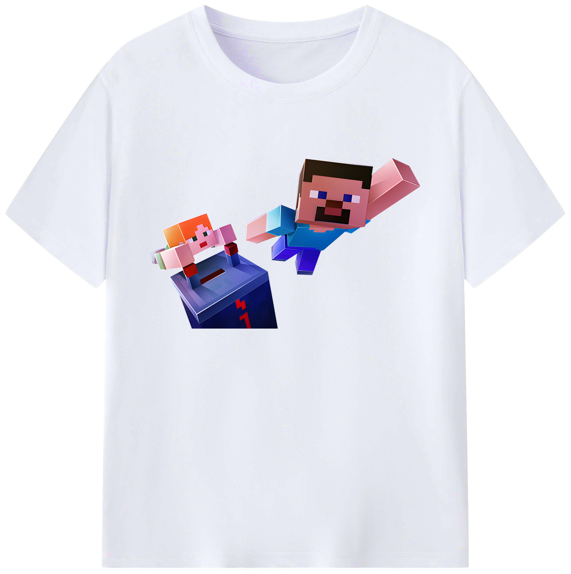 （画像用） マインクラフト ブロックの世界 Minecraft MC Block world 綿100％ メンズ半袖Tシャツ｜肌触りやわらか＆通気性