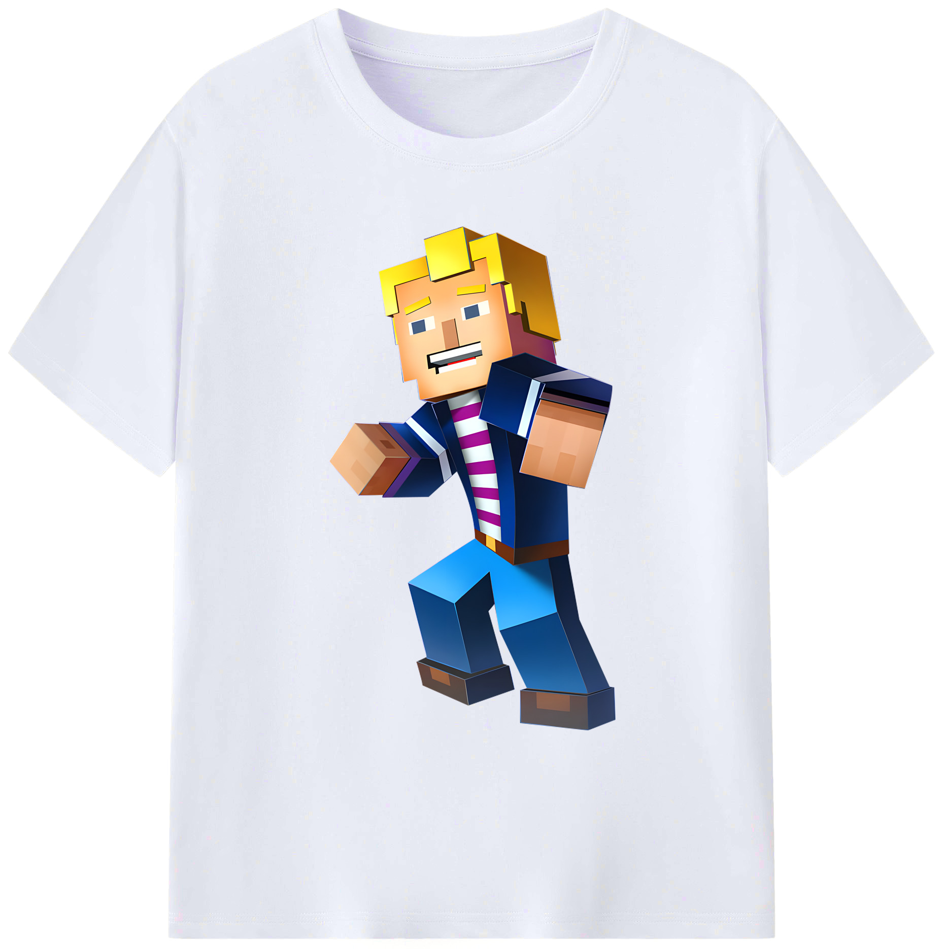 （画像用） マインクラフト ブロックの世界 Minecraft MC Block world 綿100％ メンズ半袖Tシャツ｜肌触りやわらか＆通気性