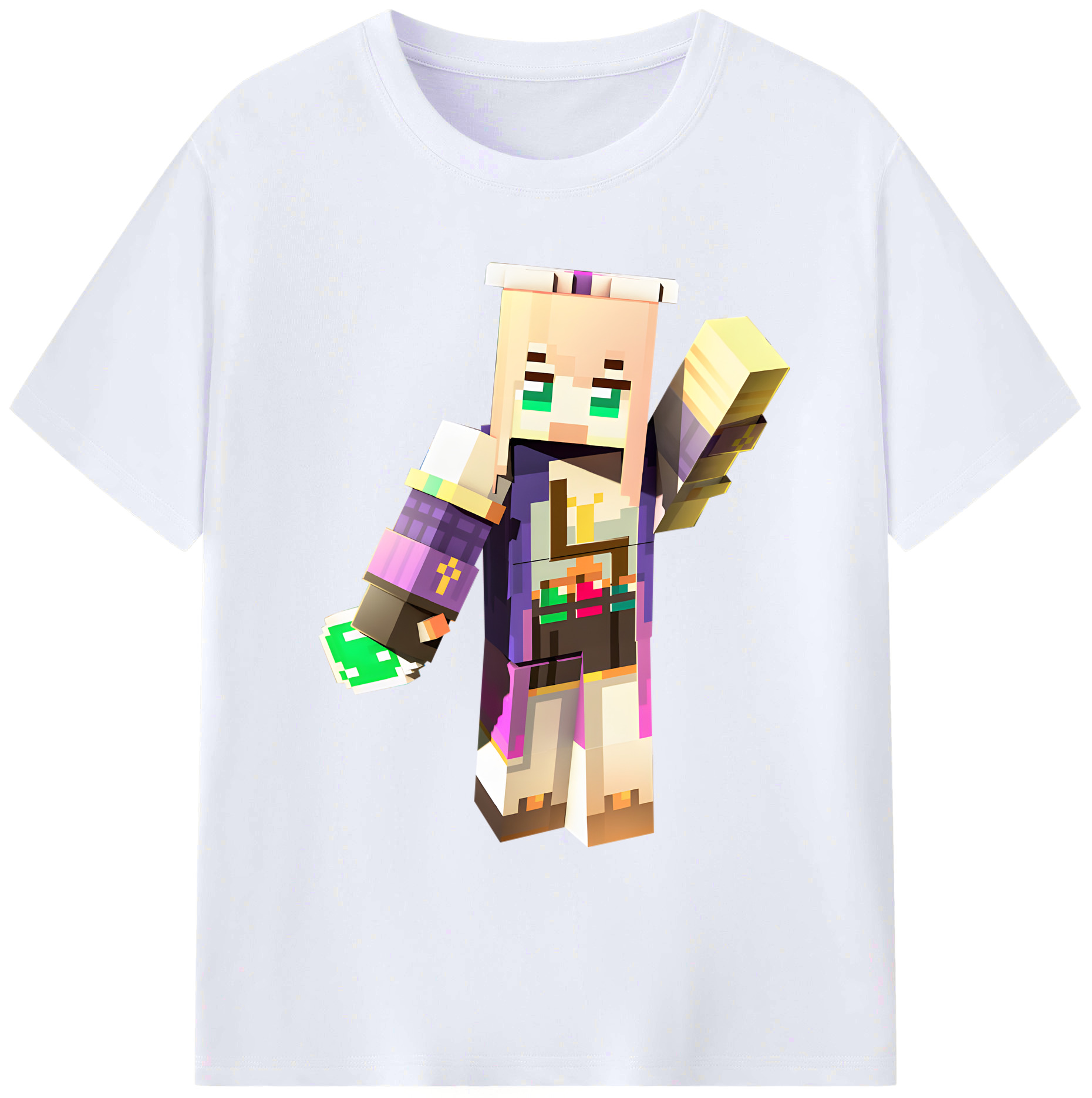 （画像用） マインクラフト ブロックの世界 Minecraft MC Block world 綿100％ メンズ半袖Tシャツ｜肌触りやわらか＆通気性