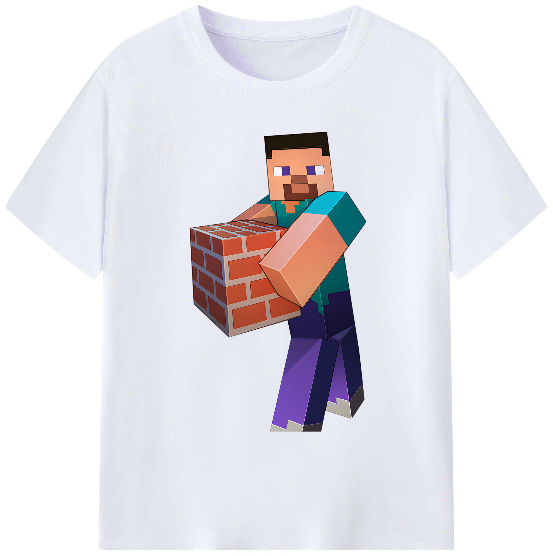 （画像用） マインクラフト ブロックの世界 Minecraft MC Block world 綿100％ メンズ半袖Tシャツ｜肌触りやわらか＆通気性
