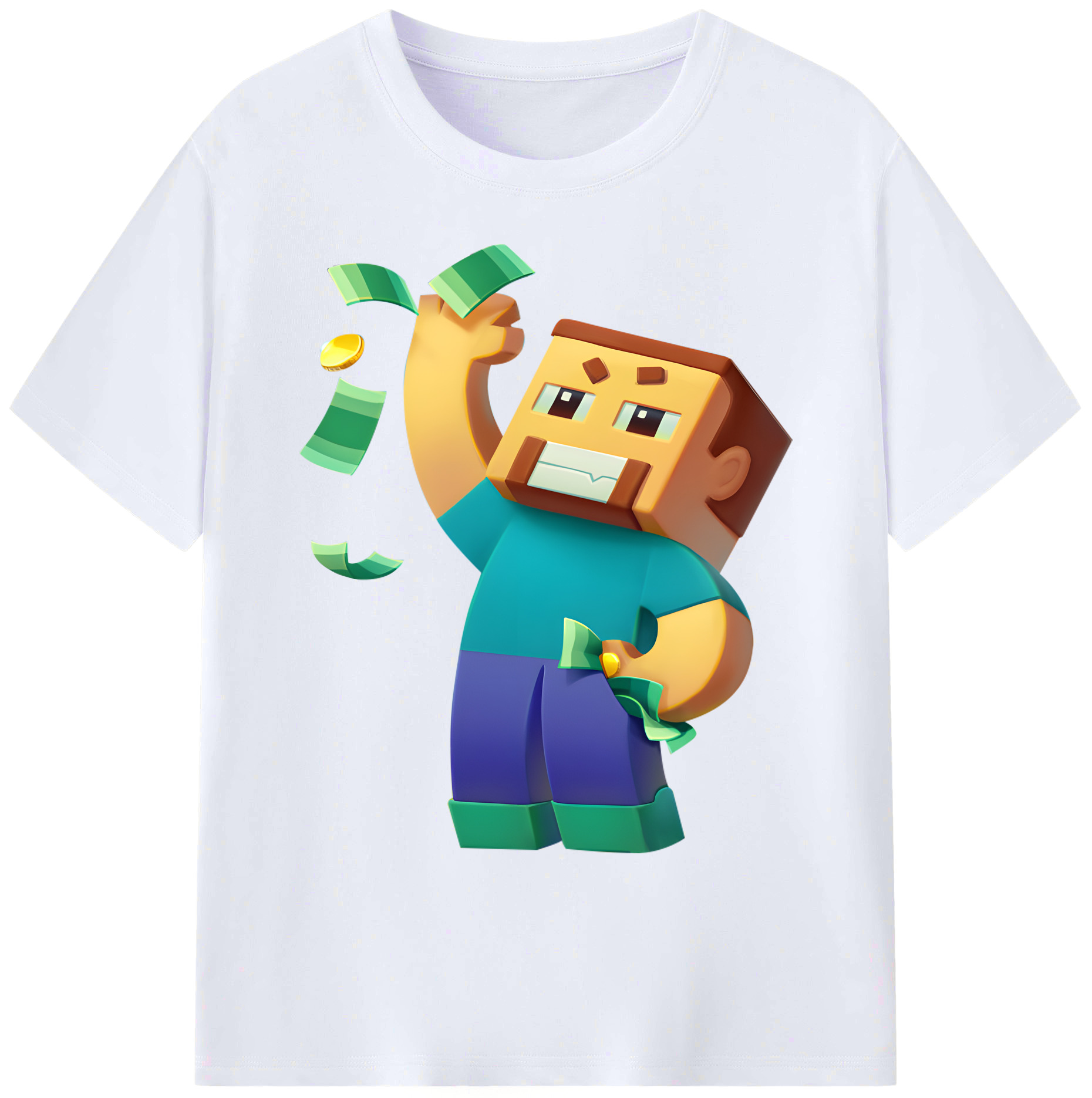 （画像用） マインクラフト ブロックの世界 Minecraft MC Block world 綿100％ メンズ半袖Tシャツ｜肌触りやわらか＆通気性