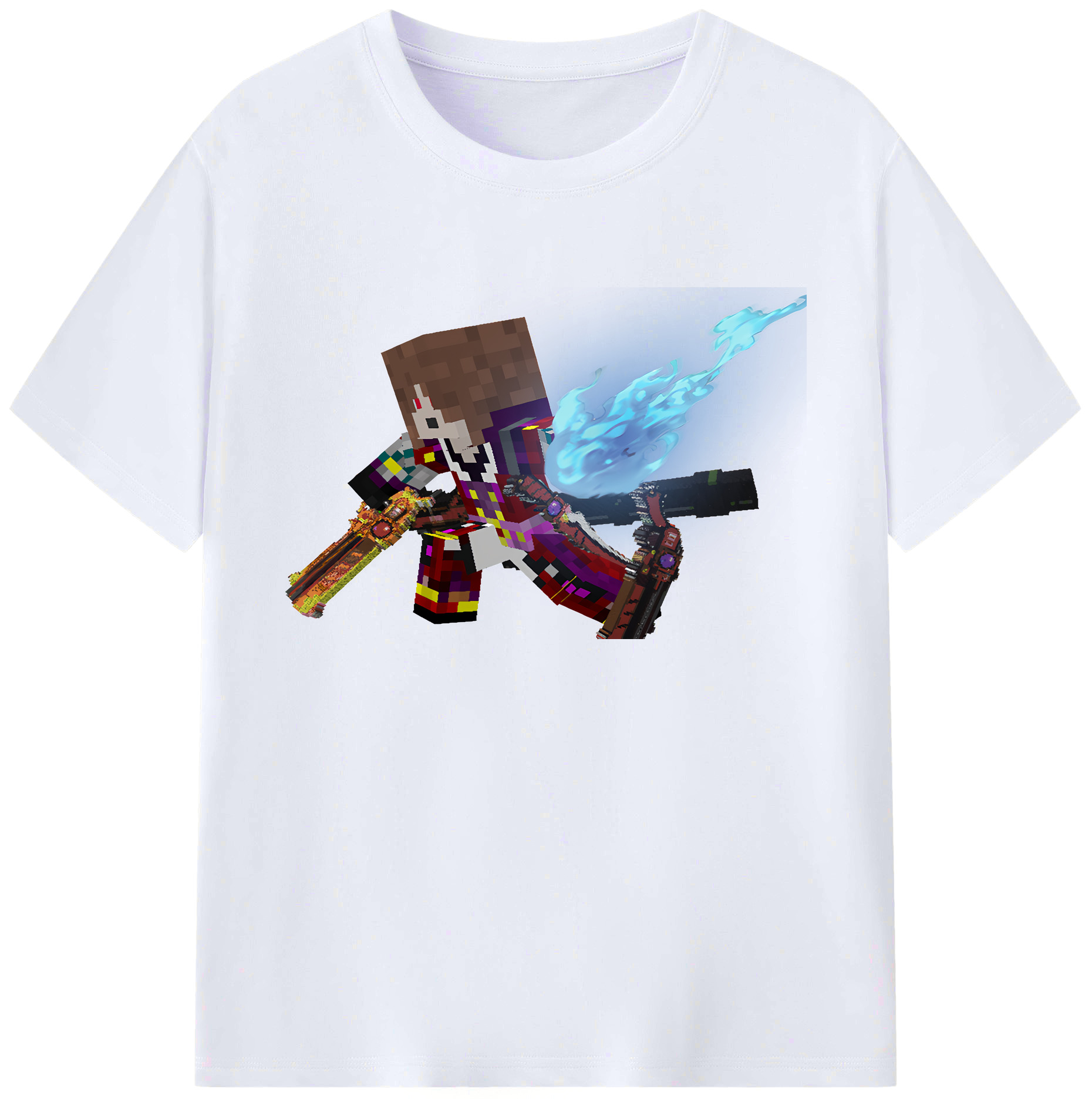 （画像用） マインクラフト ブロックの世界 Minecraft MC Block world 綿100％ メンズ半袖Tシャツ｜肌触りやわらか＆通気性