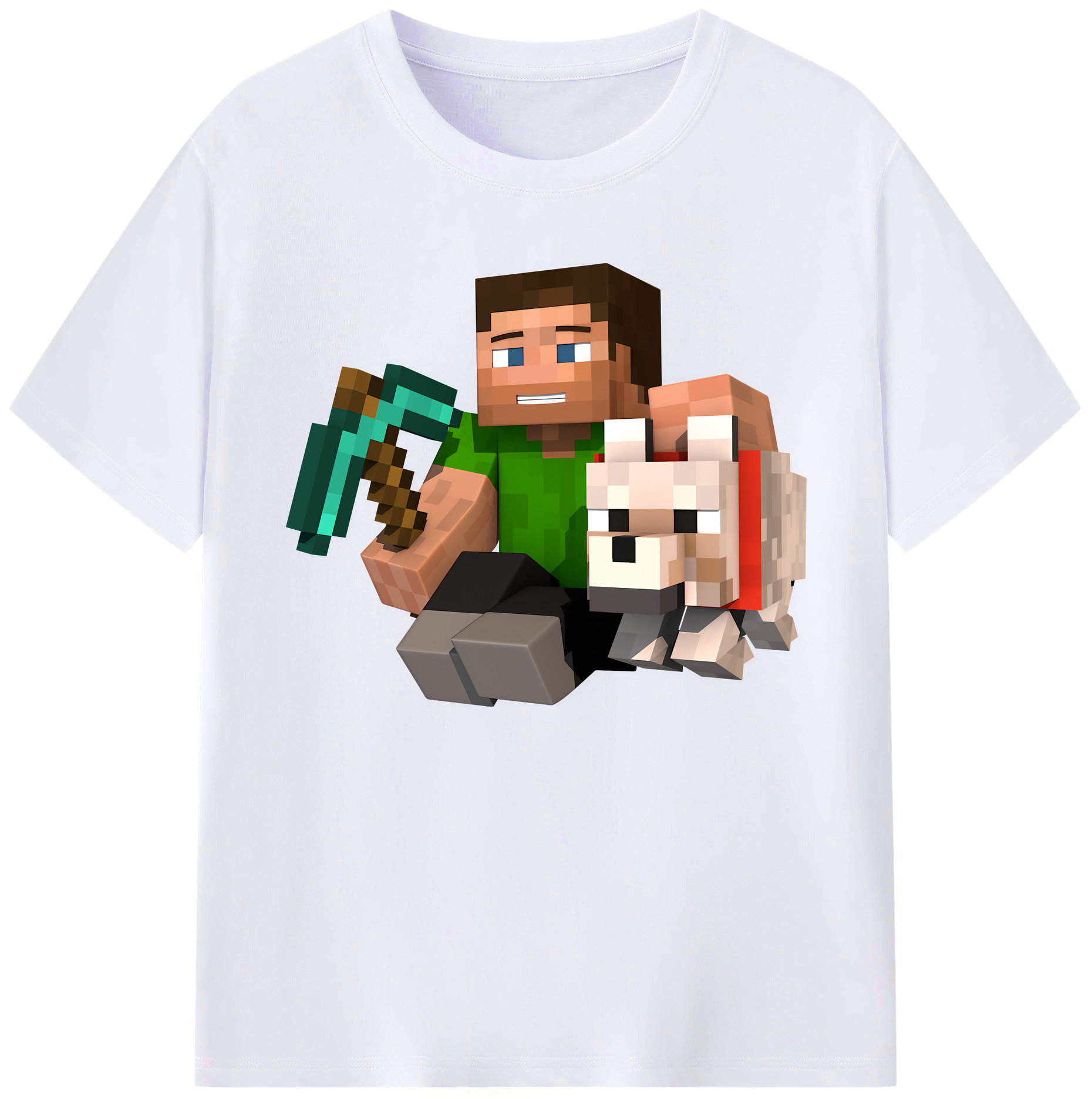 （画像用） マインクラフト ブロックの世界 Minecraft MC Block world 綿100％ メンズ半袖Tシャツ｜肌触りやわらか＆通気性